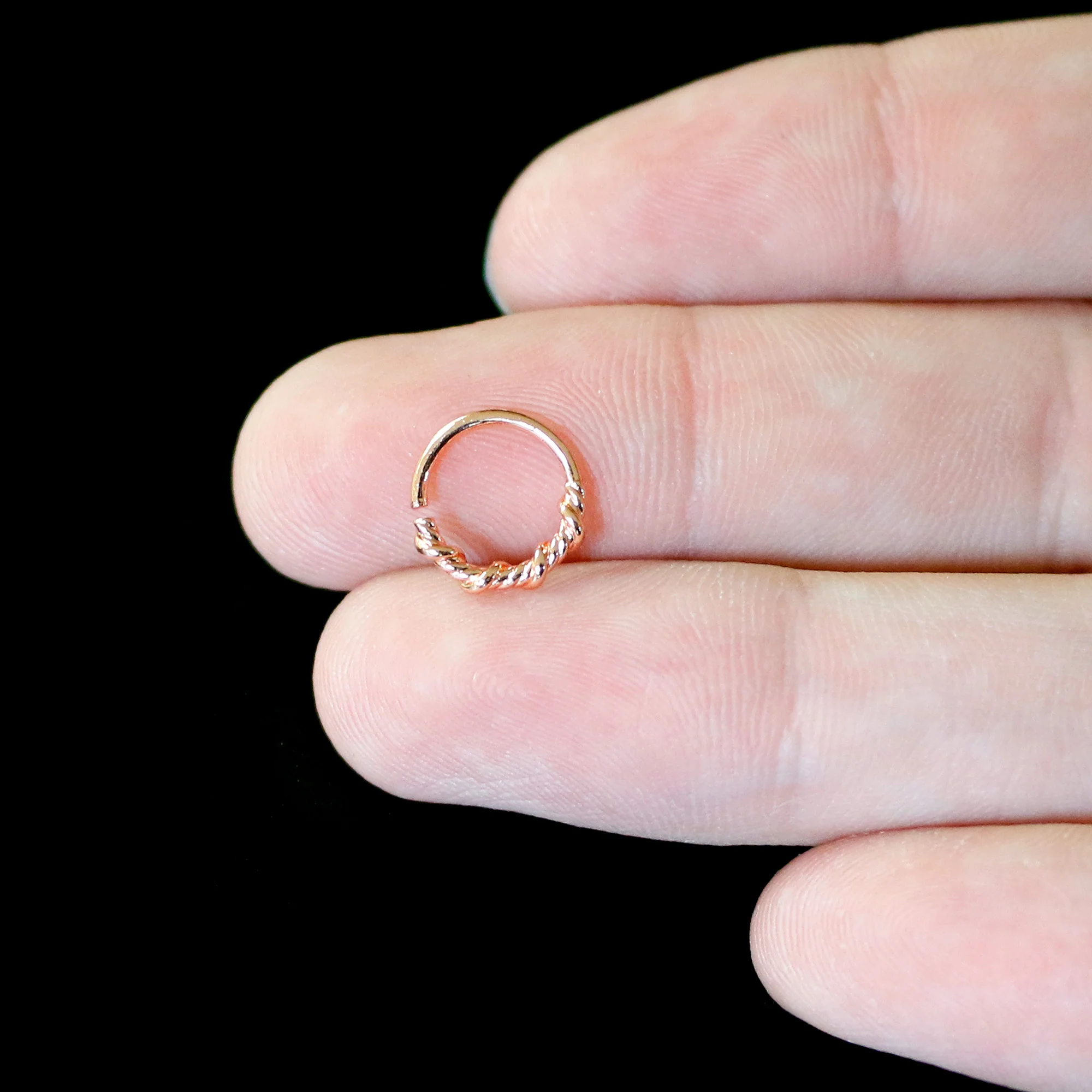 20G 5/16 Rose Gold Tone Wicked Wire Seamless Nose Hoop - Image 6