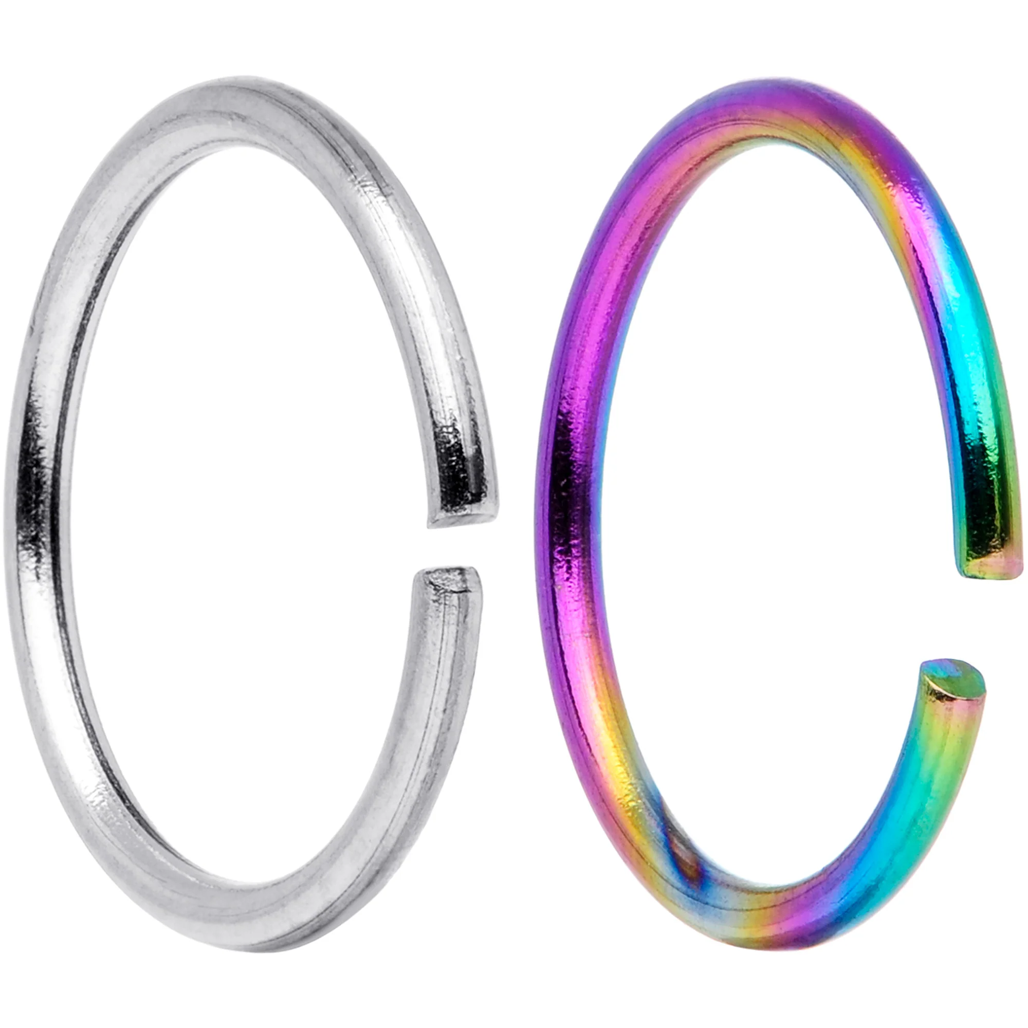 20G 5/16 Steel Rainbow Anodized Seamless Circular Ring Set of 12 - Image 2