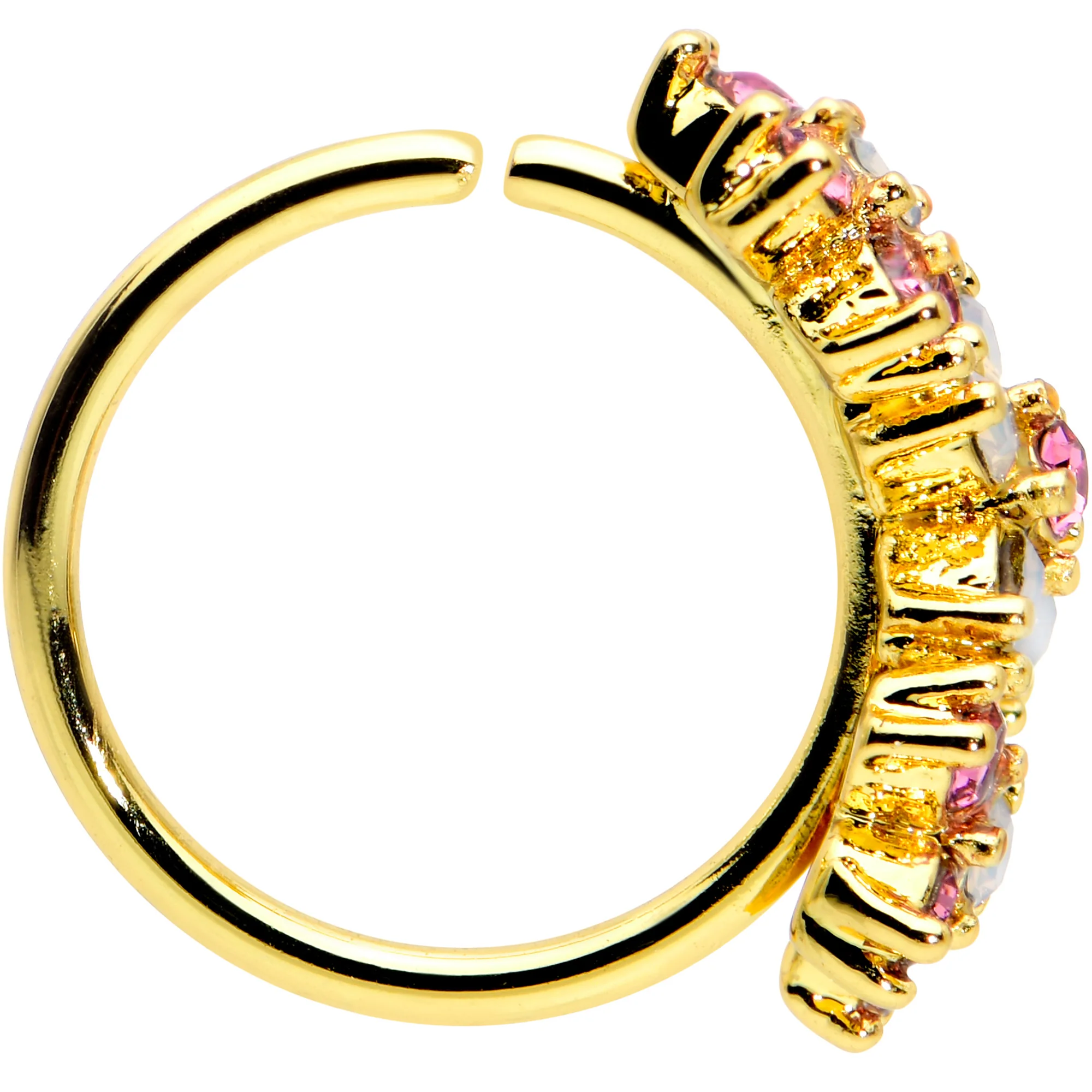 20G 5/16 White Faux Opal Gold Tone Flowers Nose Hoop - Image 3