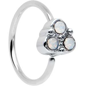 20G 5/16 White Faux Opal Trio Triangle Nose Hoop
