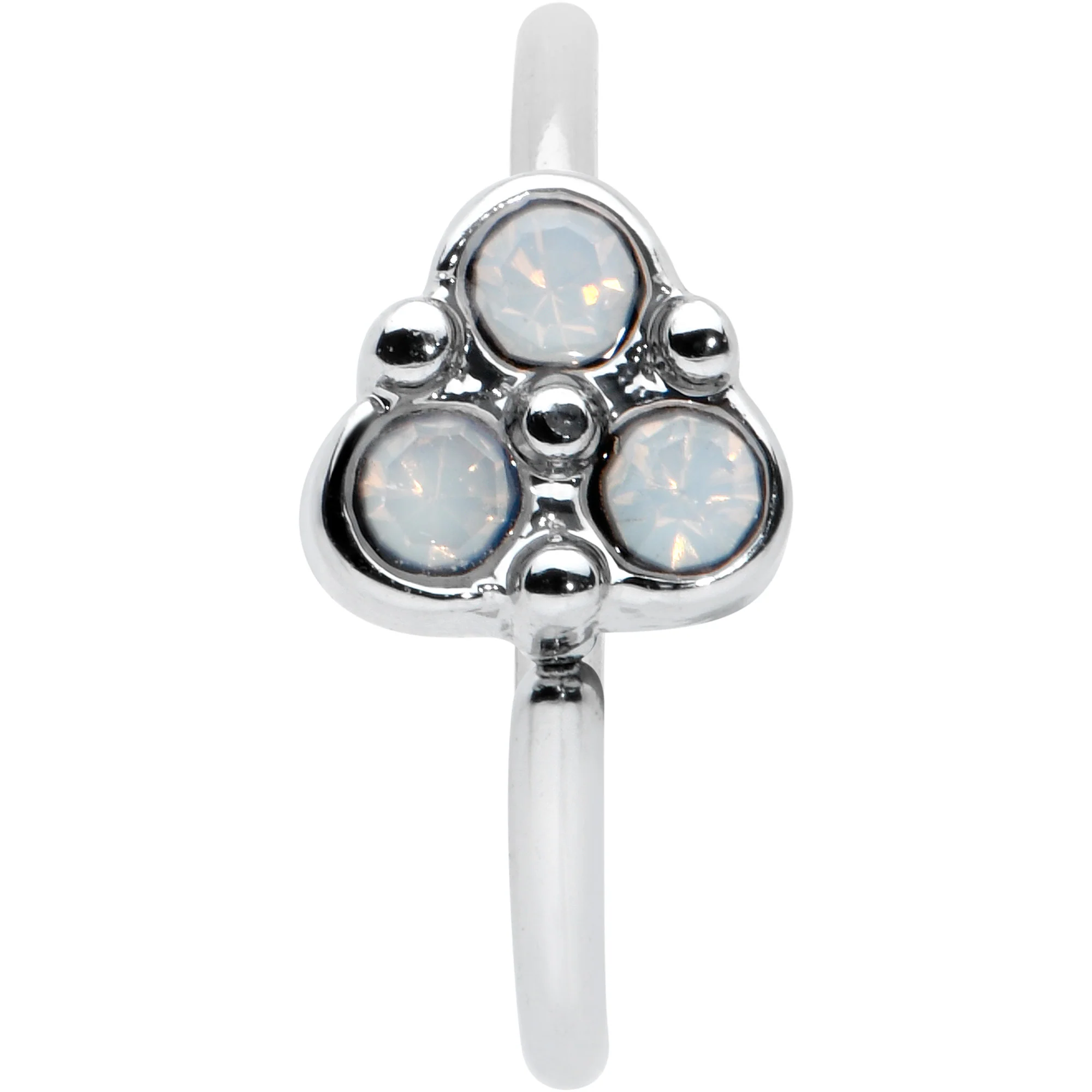 20G 5/16 White Faux Opal Trio Triangle Nose Hoop - Image 2