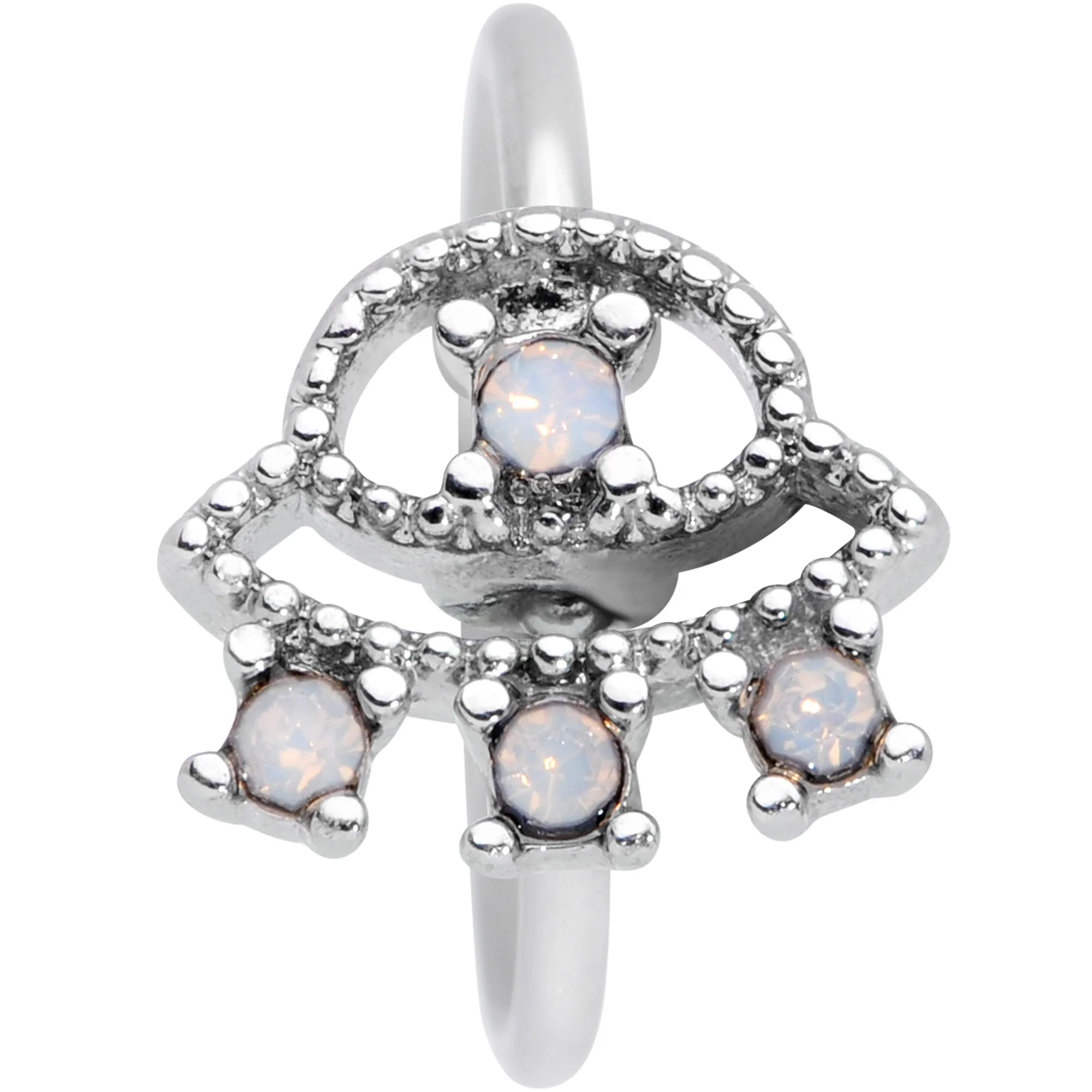 20G 5/16 White Faux Opal UFO Nose Hoop - Image 2