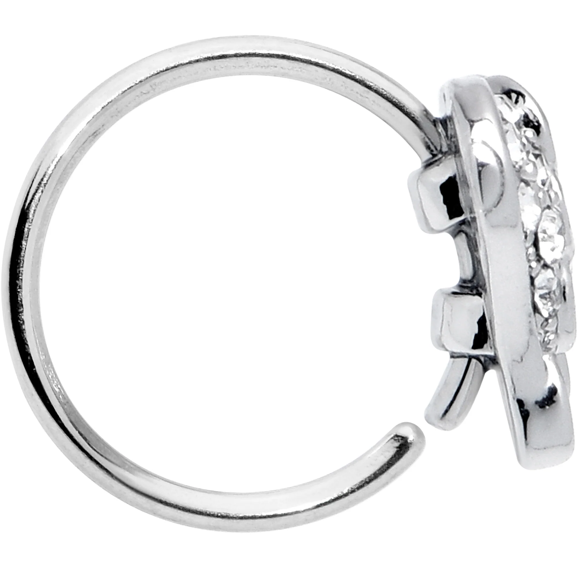 20G 5/16 White Heavenly Heart Angel Wing Nose Hoop - Image 3
