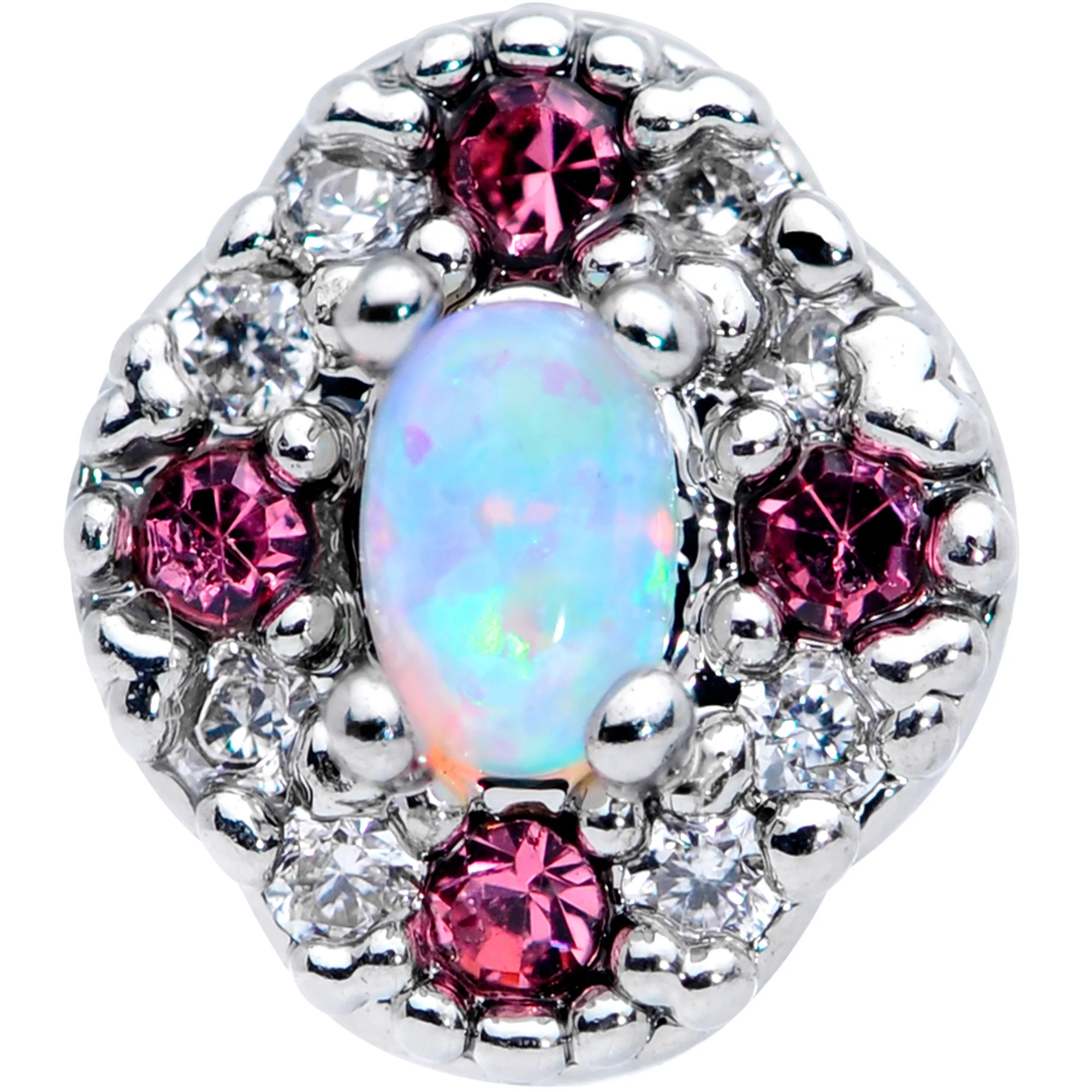 20G 5/16 White Synthetic Opal Glam Oval Nose Hoop - Image 2