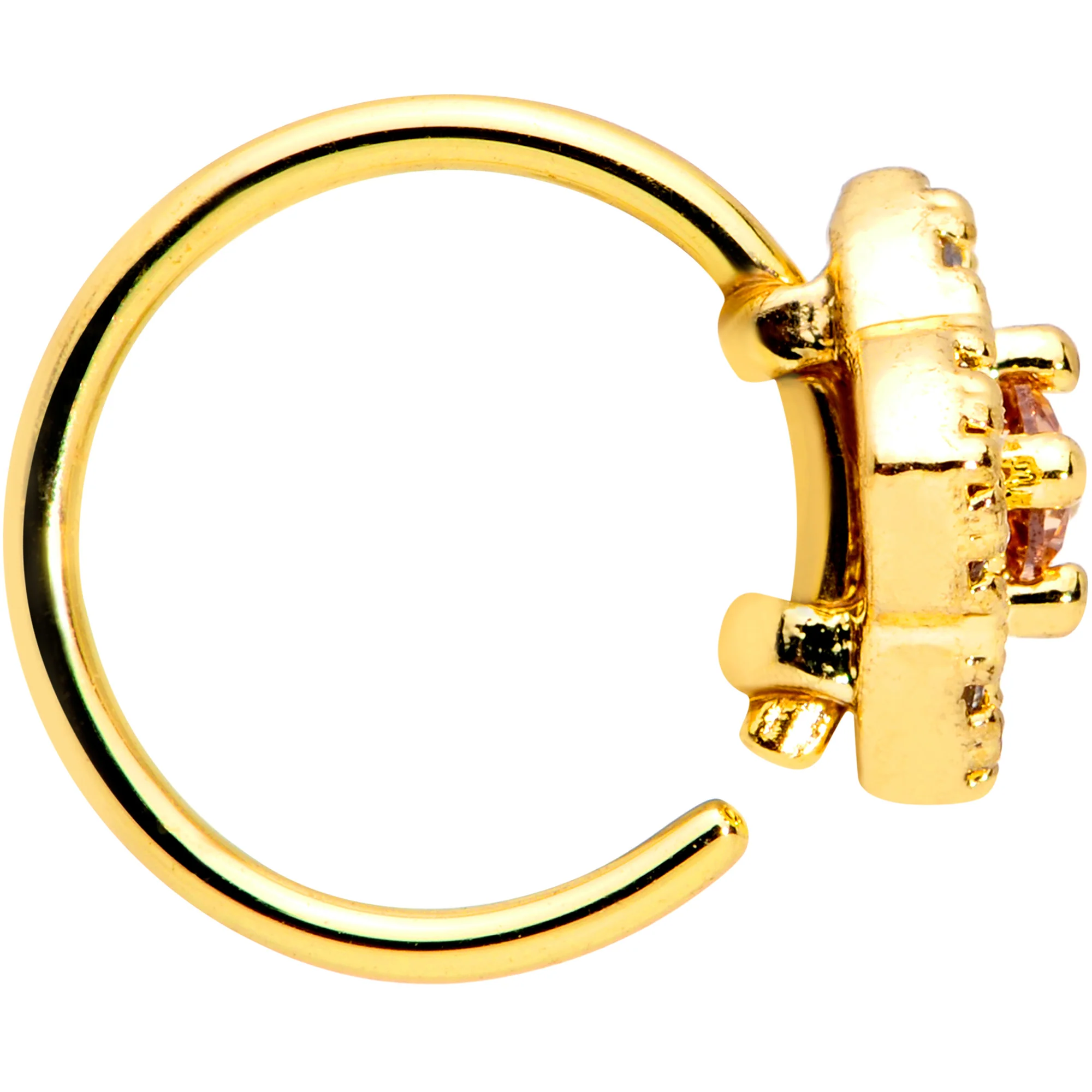20G 5/16 Yellow Clear CZ Gem Gold Tone Rhombus Royale Nose Hoop - Image 3