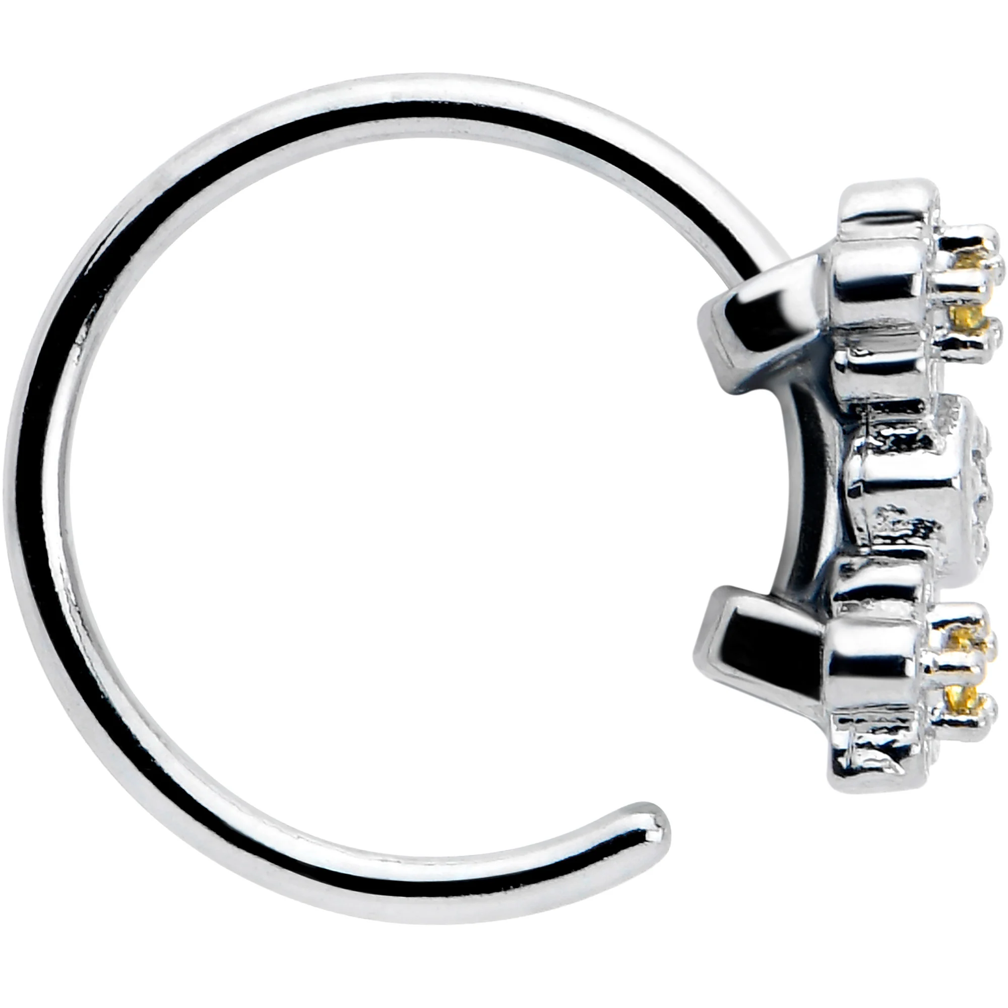 20G 5/16 Yellow CZ Gem Flower Honeycomb Nose Hoop - Image 3
