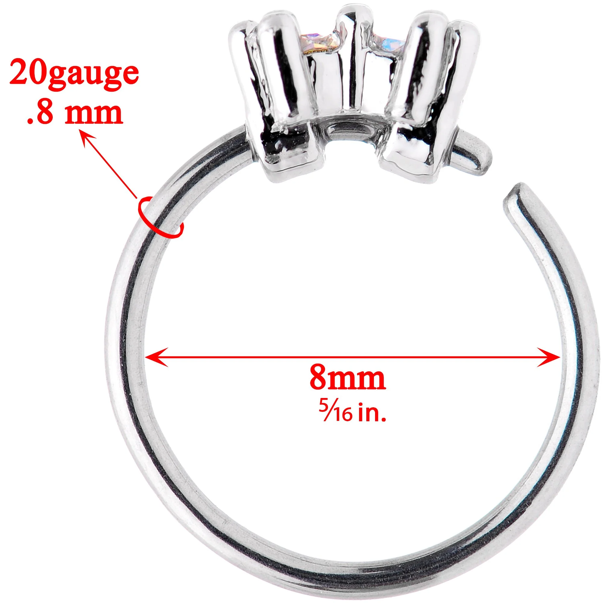 20G 5/16 Aurora Gem Duo Petite Nose Hoop - Image 3