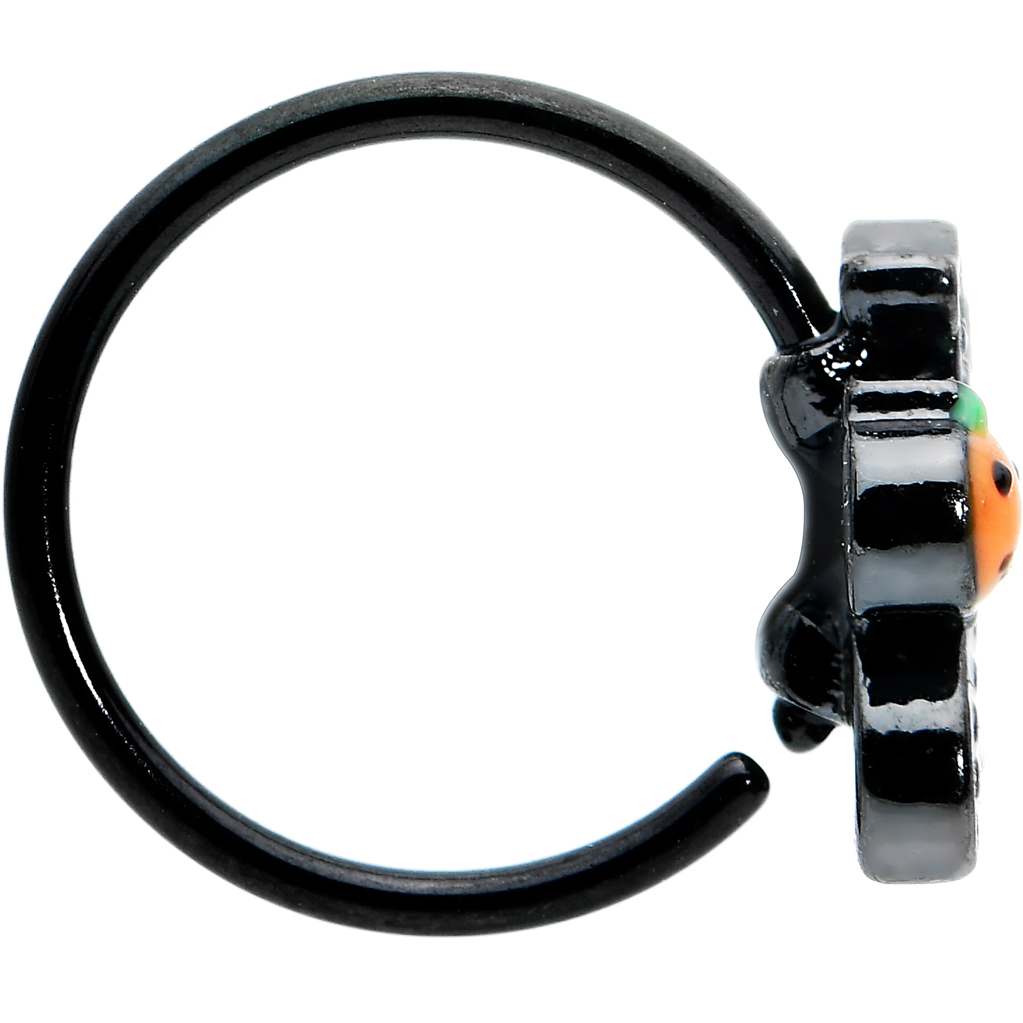 20G 5/16 Black Halloween Pumpkin Ghost Nose Hoop - Image 3