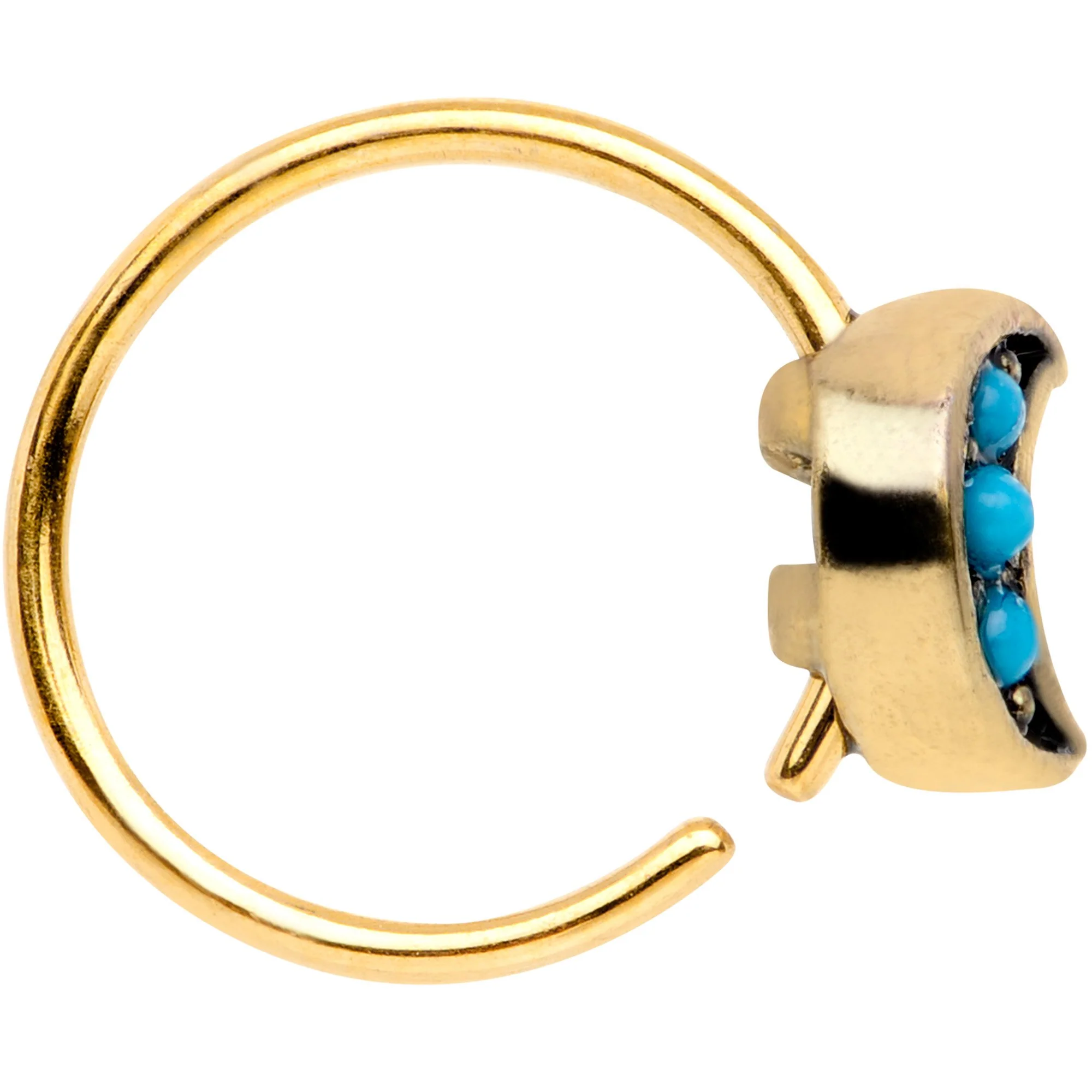 20G 5/16 Blue Orb Gold Tone Crescent Moon Seamless Circular Ring - Image 3