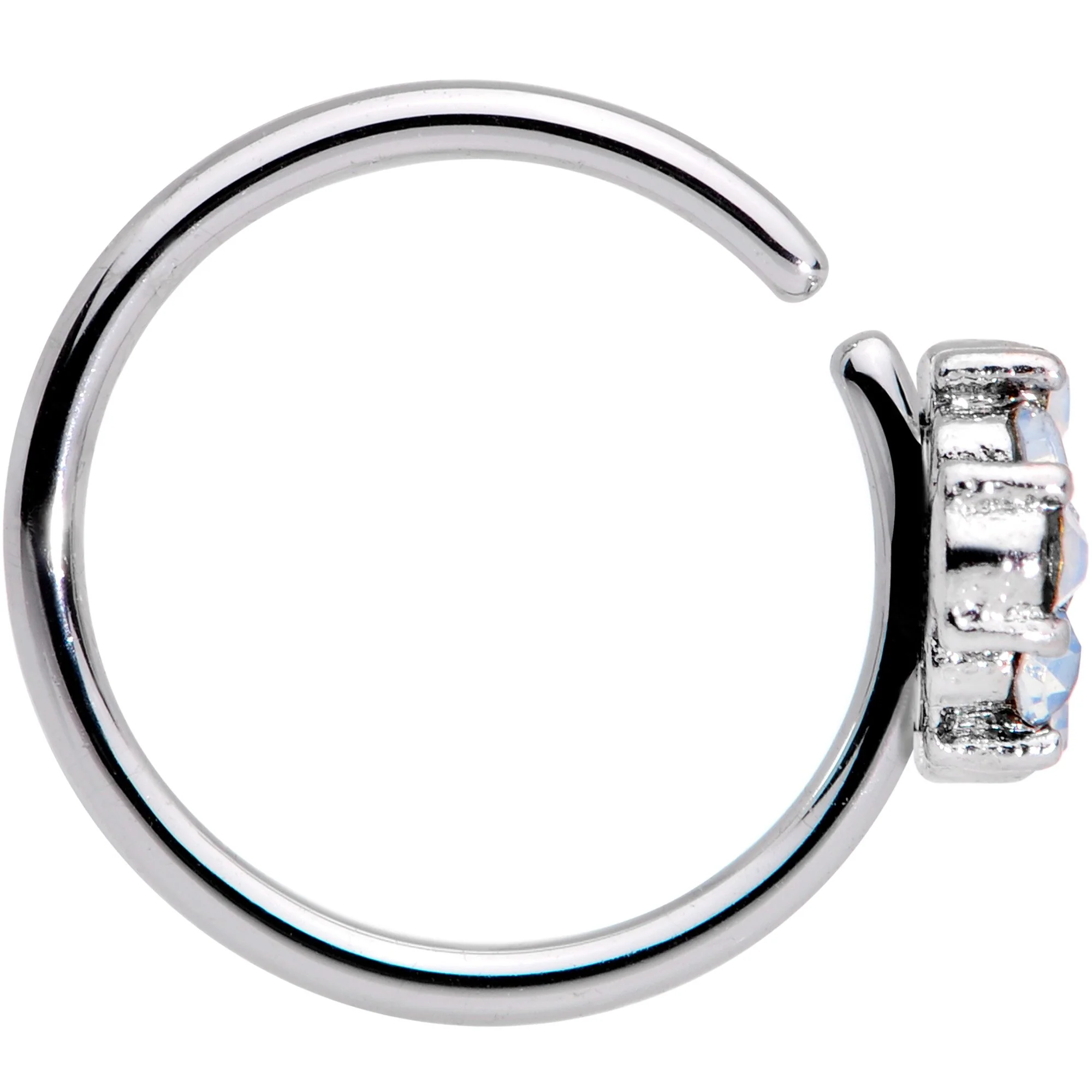 20G 5/16 Blue White Faux Opal Cross Seamless Circular Ring - Image 2