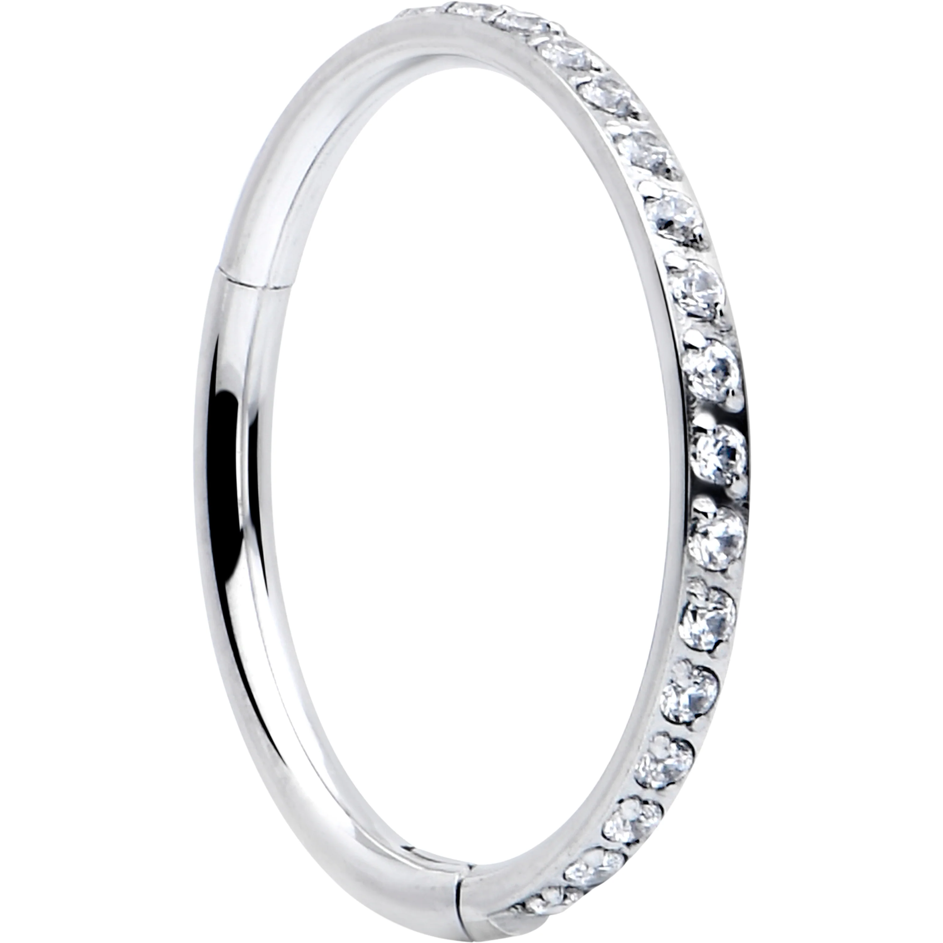 20G 5/16 Clear Cubic Zirconia Forward Facing Hinged Segment Ring