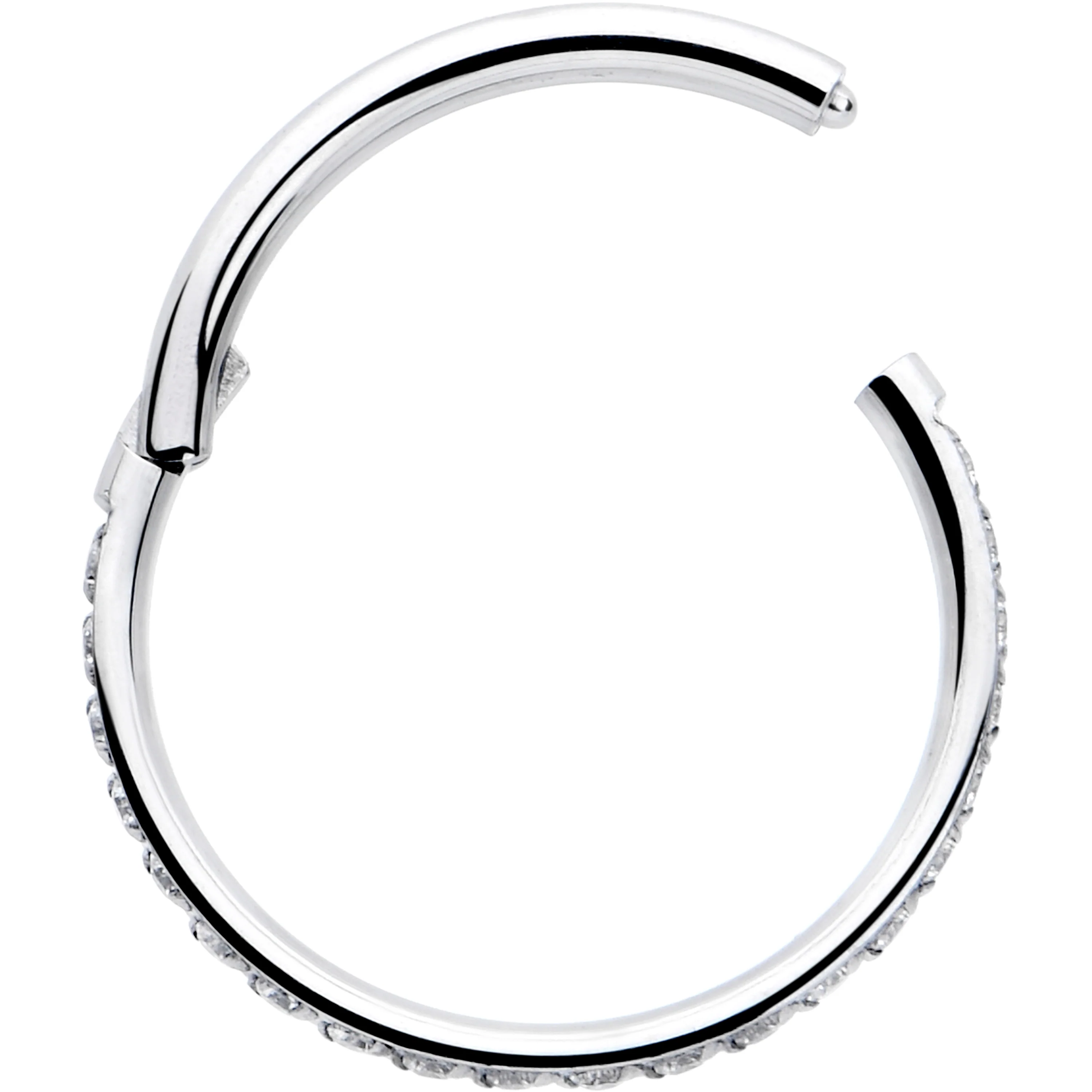 20G 5/16 Clear Cubic Zirconia Forward Facing Hinged Segment Ring - Image 3