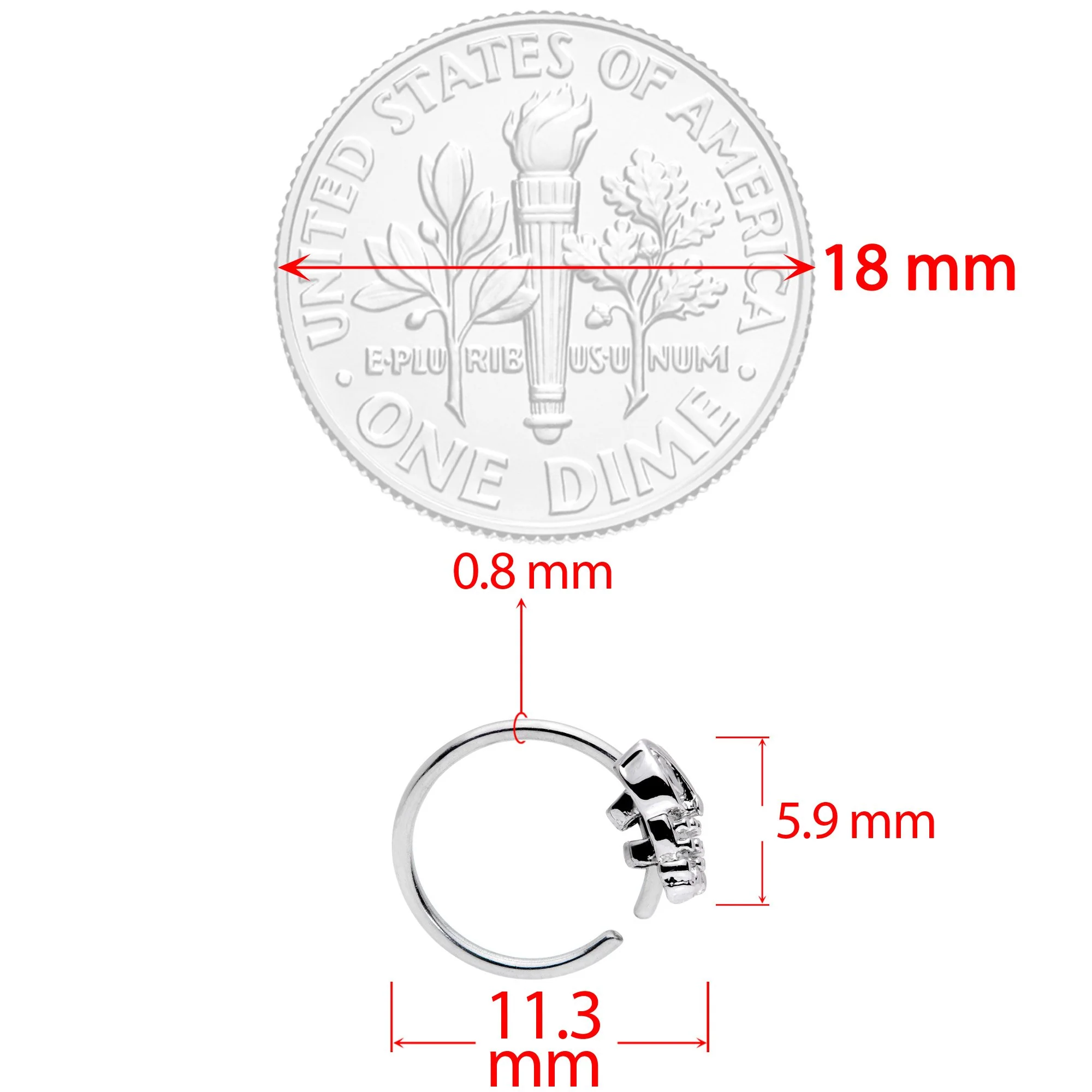 20G 5/16 Clear CZ Gem All About Owl Nose Hoop - Image 4