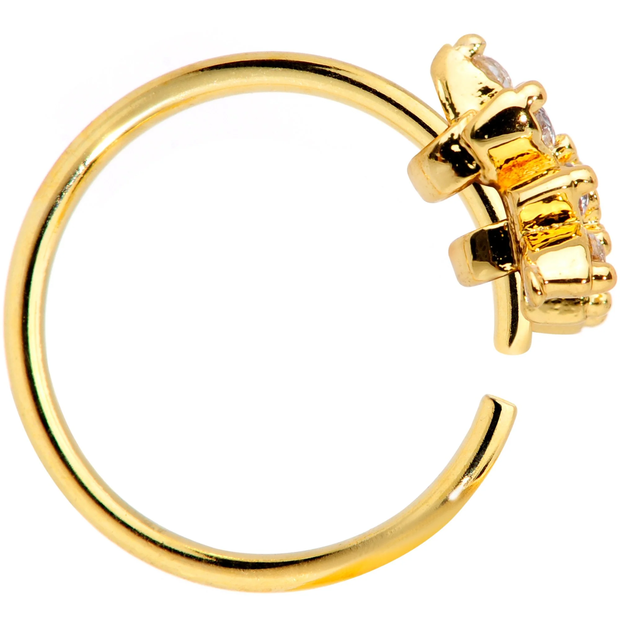 20G 5/16 Clear CZ Gem Gold Plated Tiny Triangle Nose Hoop - Image 2