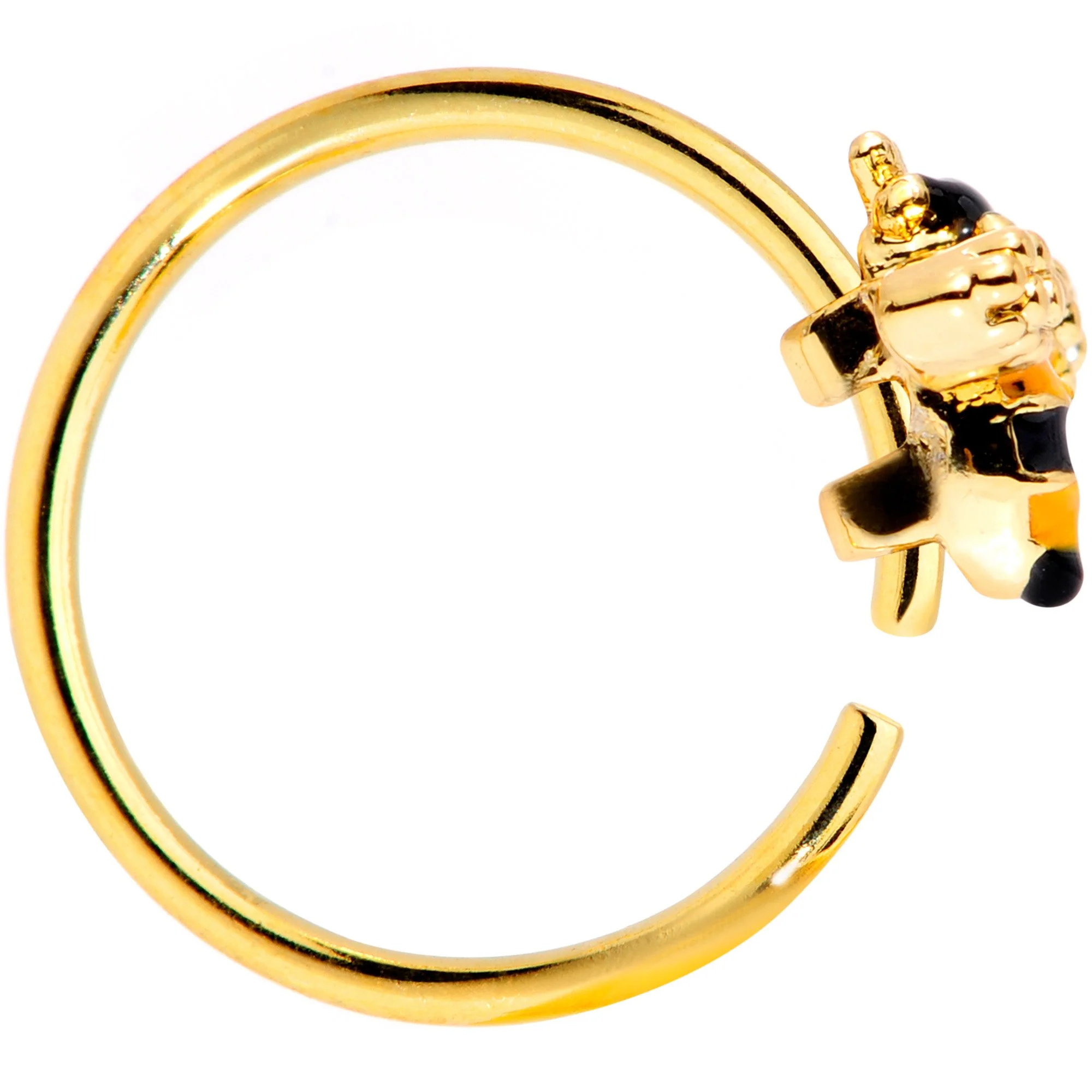 20G 5/16 Clear CZ Gem Gold Tone Busy Bumble Bee Nose Hoop - Image 3