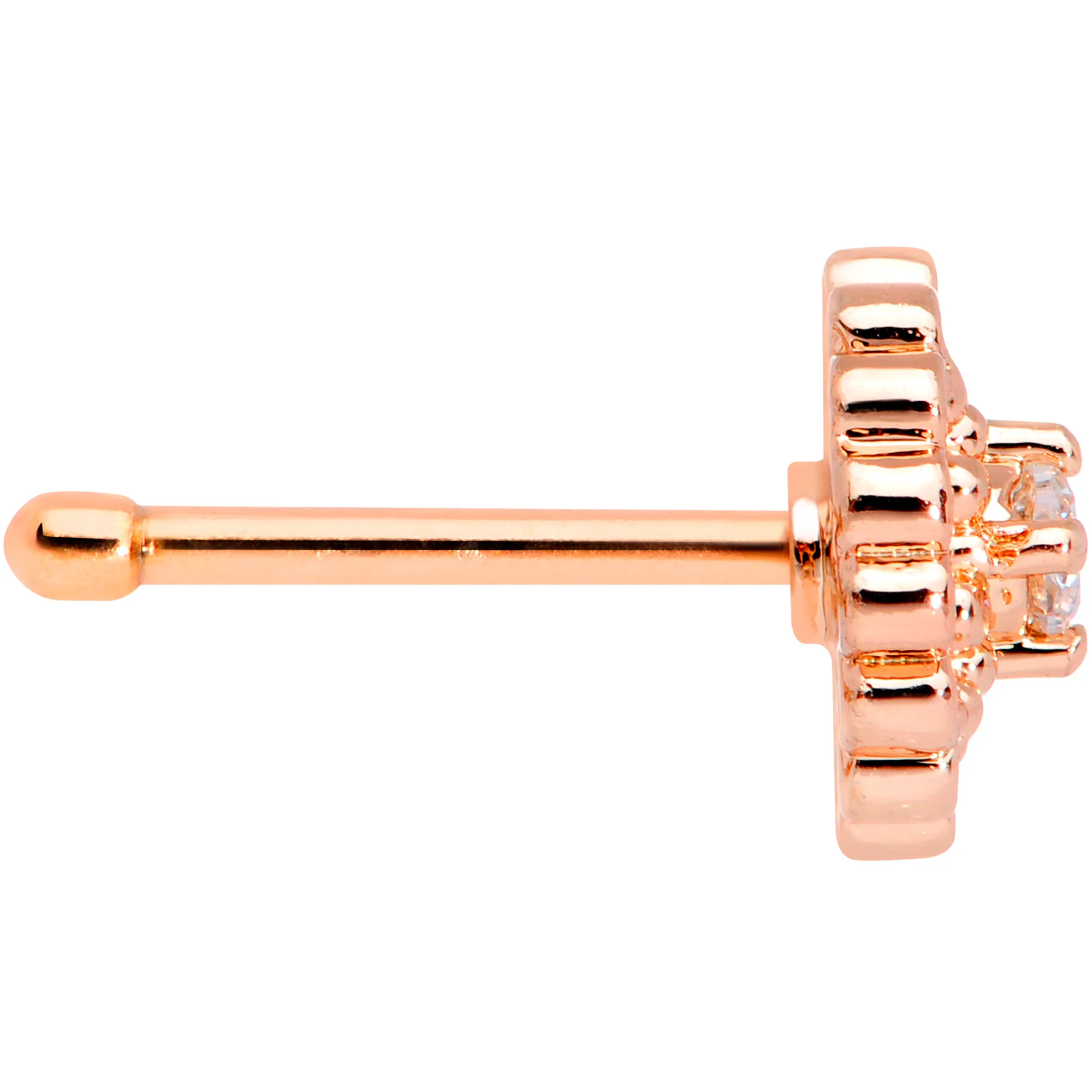 20G 5/16 Clear CZ Gem Rose Gold Tone Heart Love Nose Bone - Image 5