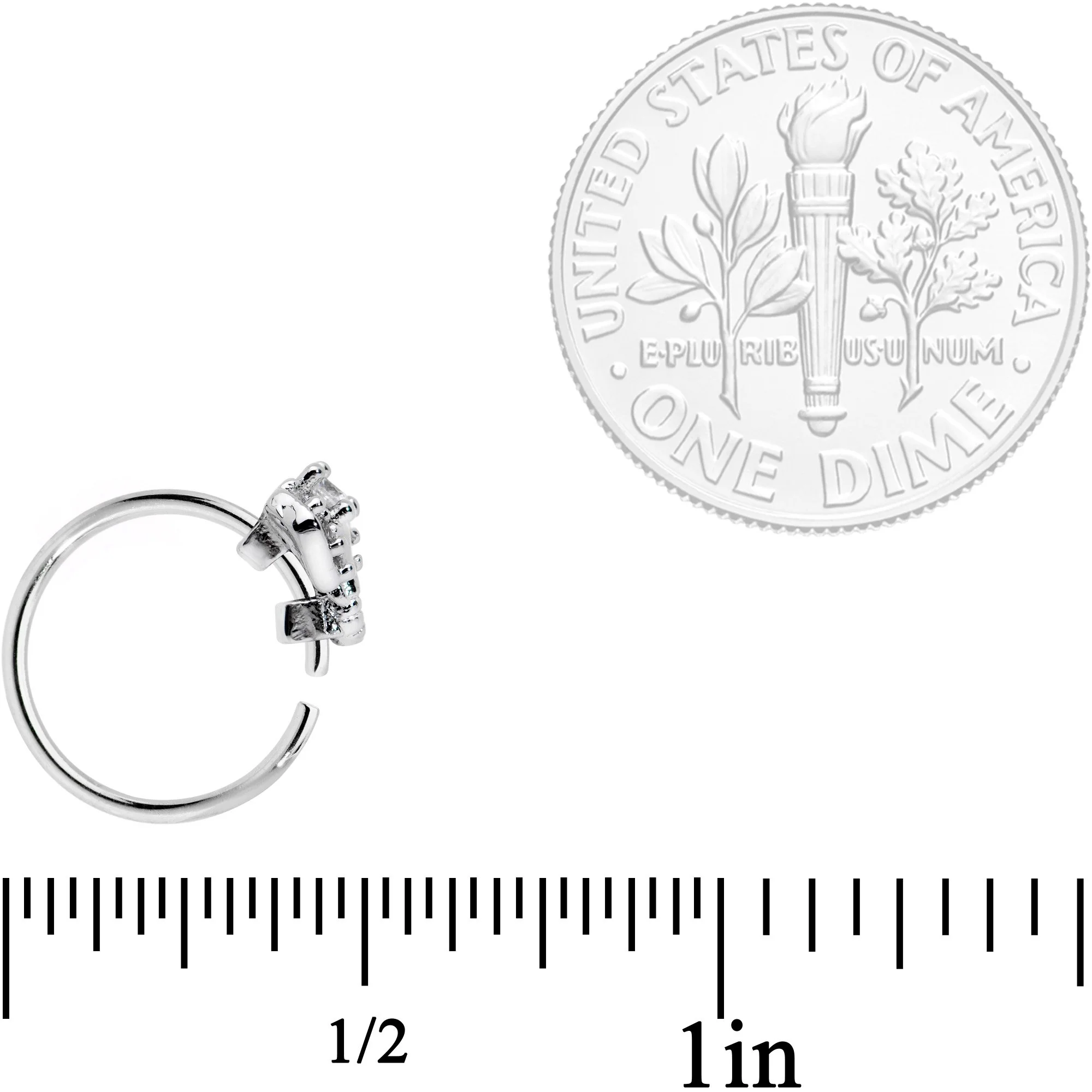 20G 5/16 Clear Gem Enticing Elephant Nose Hoop - Image 3