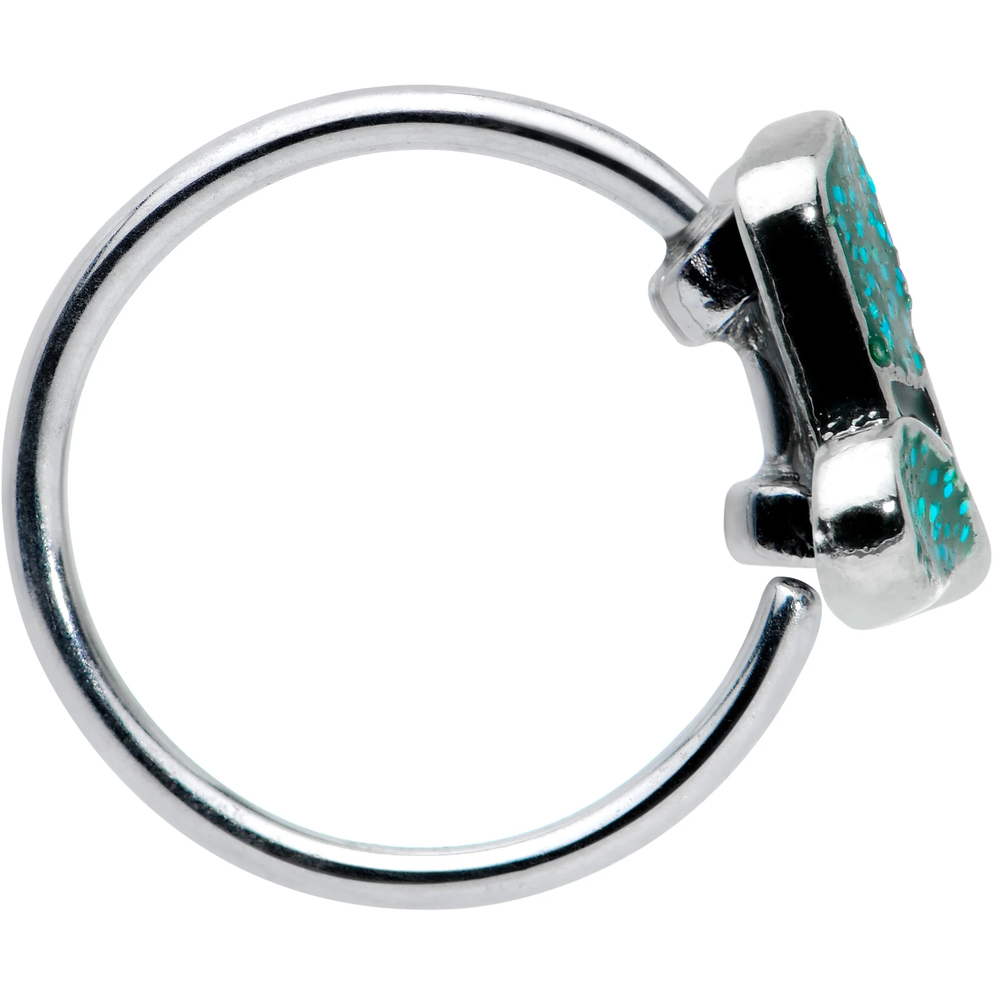 20G 5/16 Glitter Top Hat Shamrock St Patricks Nose Hoop - Image 3