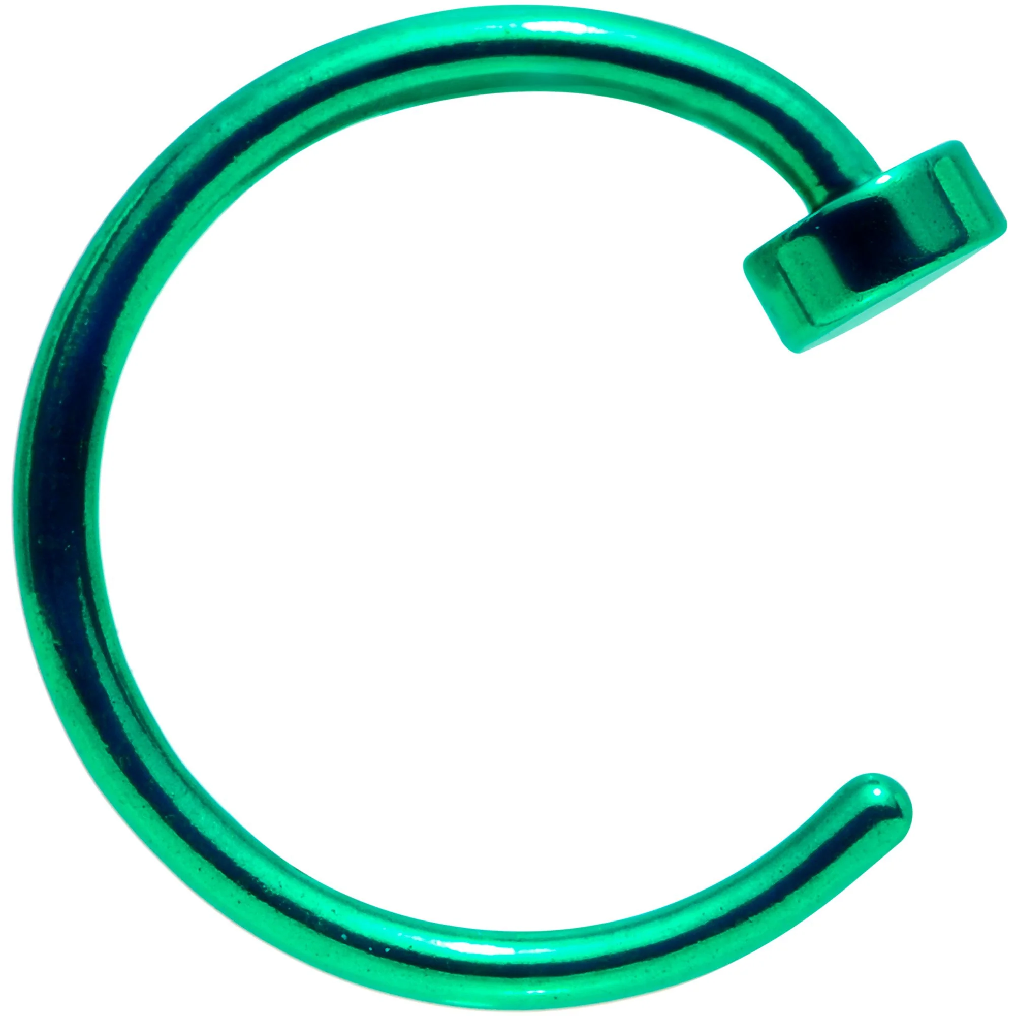 20G 5/16 Green Anodized Titanium Flat Disc Nose Hoop - Image 3