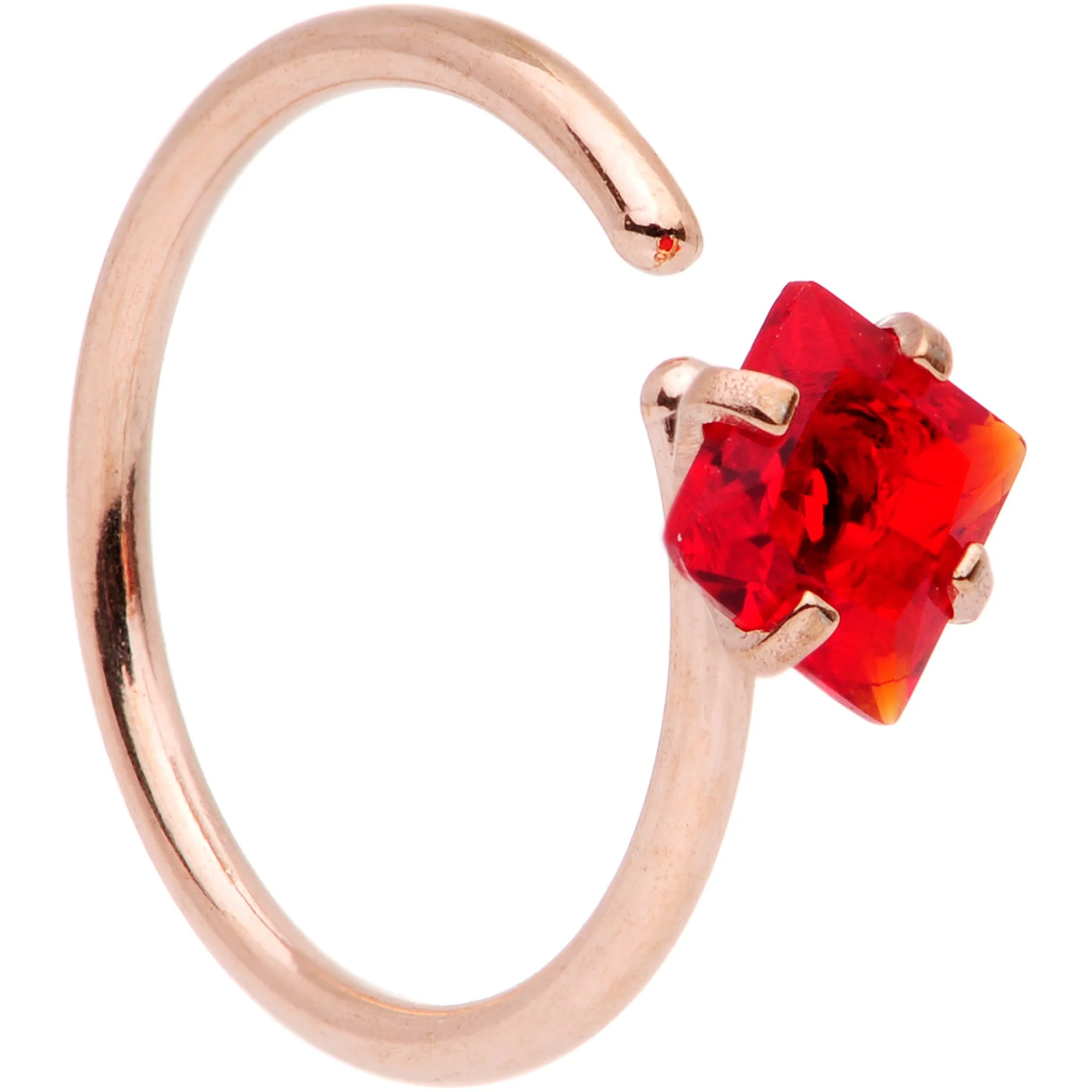 20G 5/16 Multicolor Single Gem Rose Gold Tone Nose Hoop Set of 6 - Image 3