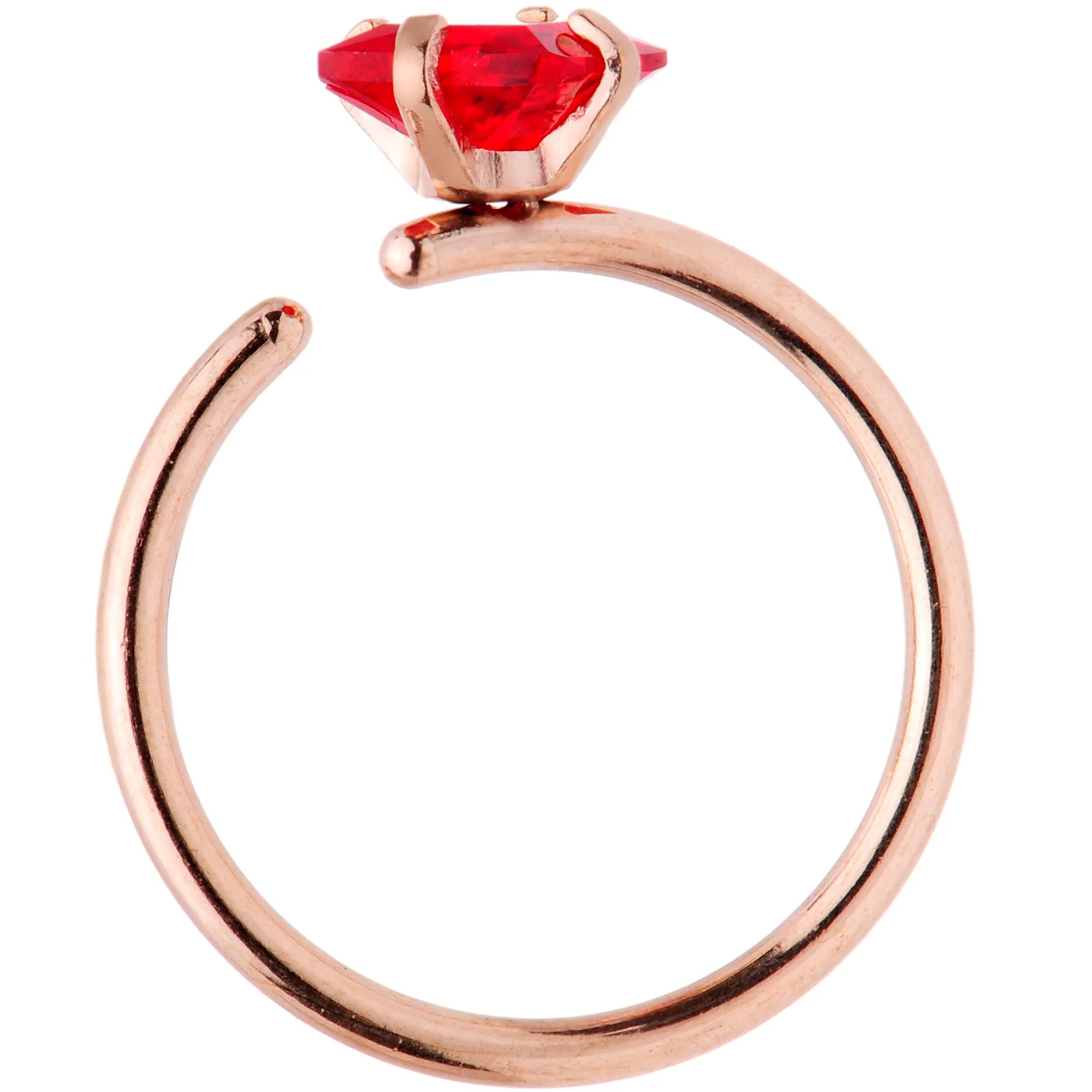 20G 5/16 Multicolor Single Gem Rose Gold Tone Nose Hoop Set of 6 - Image 4