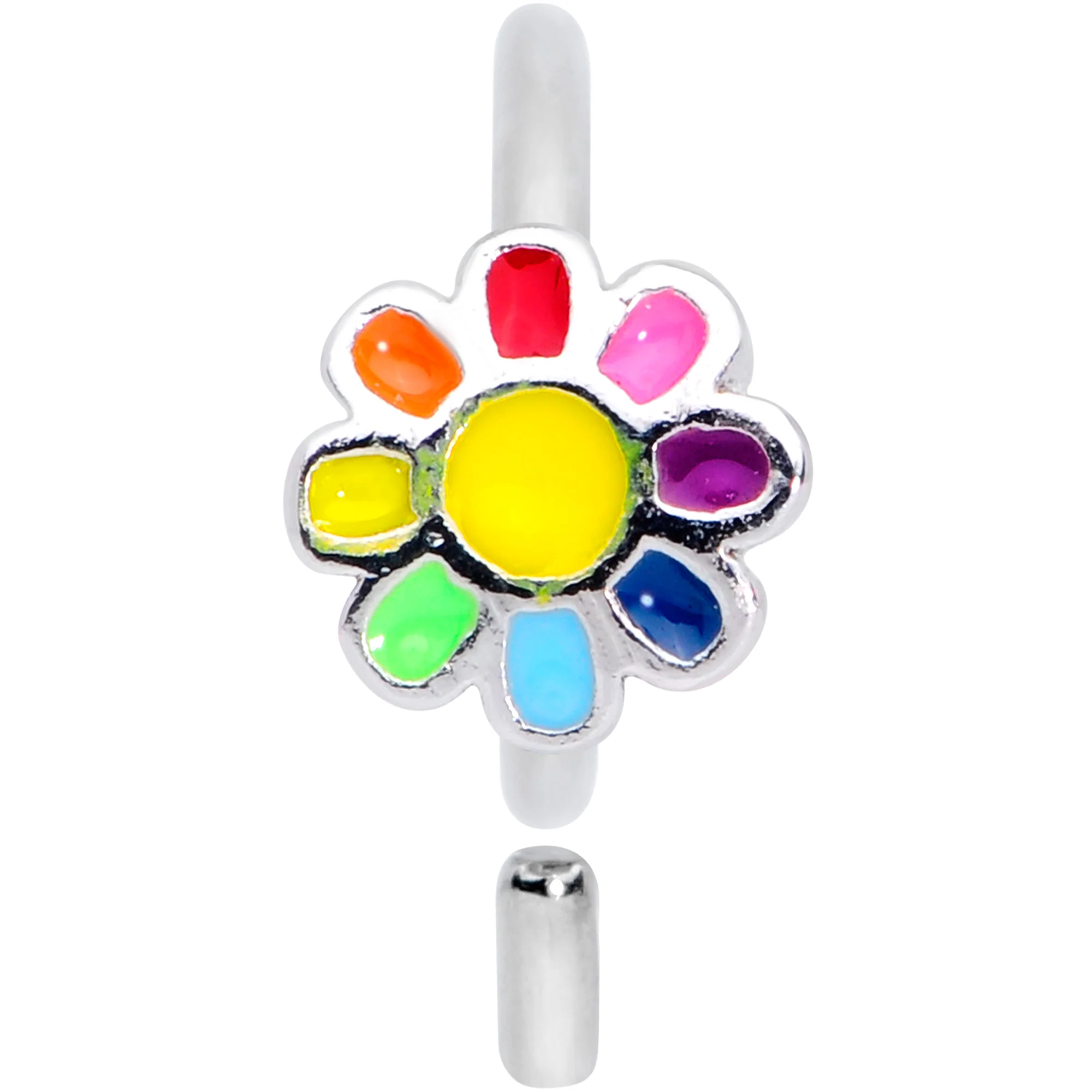 20G 5/16 Rainbow Hippie Flower Nose Hoop - Image 3