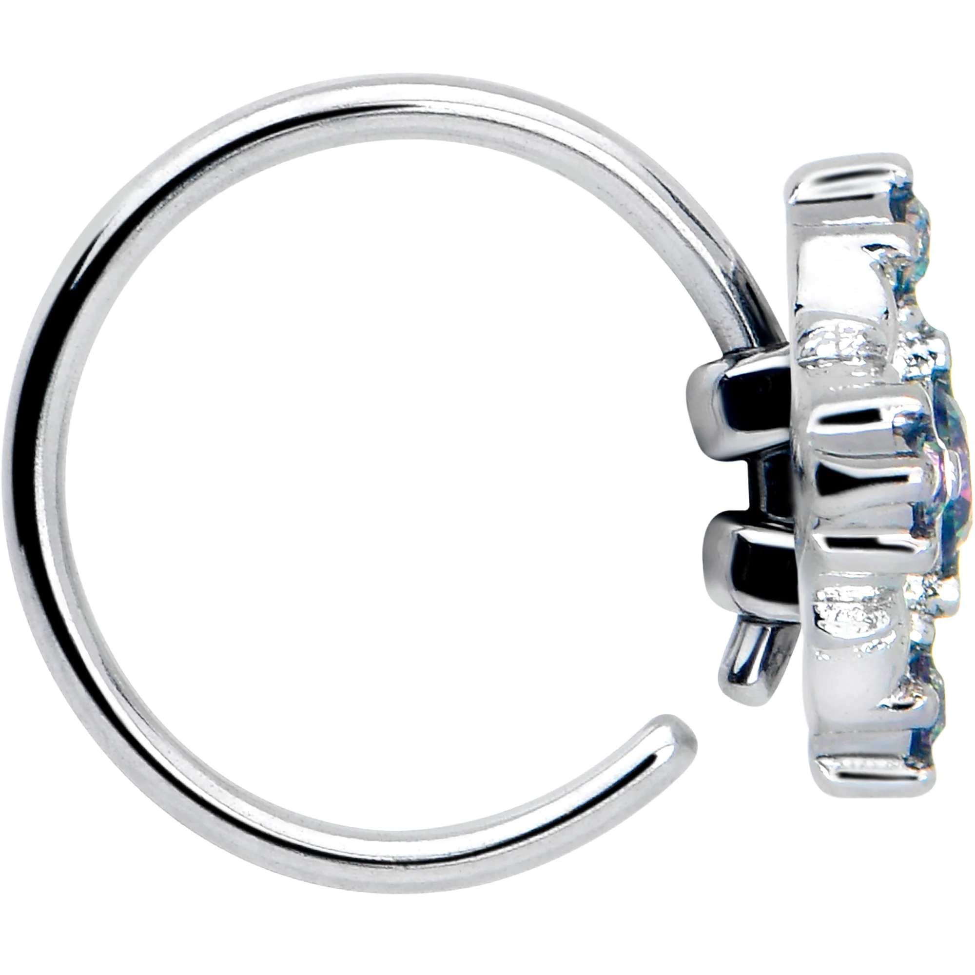 20G 5/16 Vitrail CZ Gem Beauty Cross Nose Hoop - Image 3