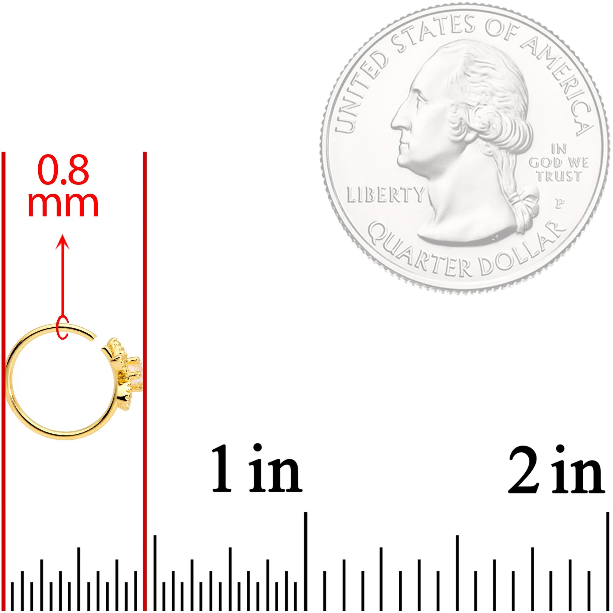20G 5/16 White Faux Opal Gold Tone Star Seamless Circular Ring - Image 3
