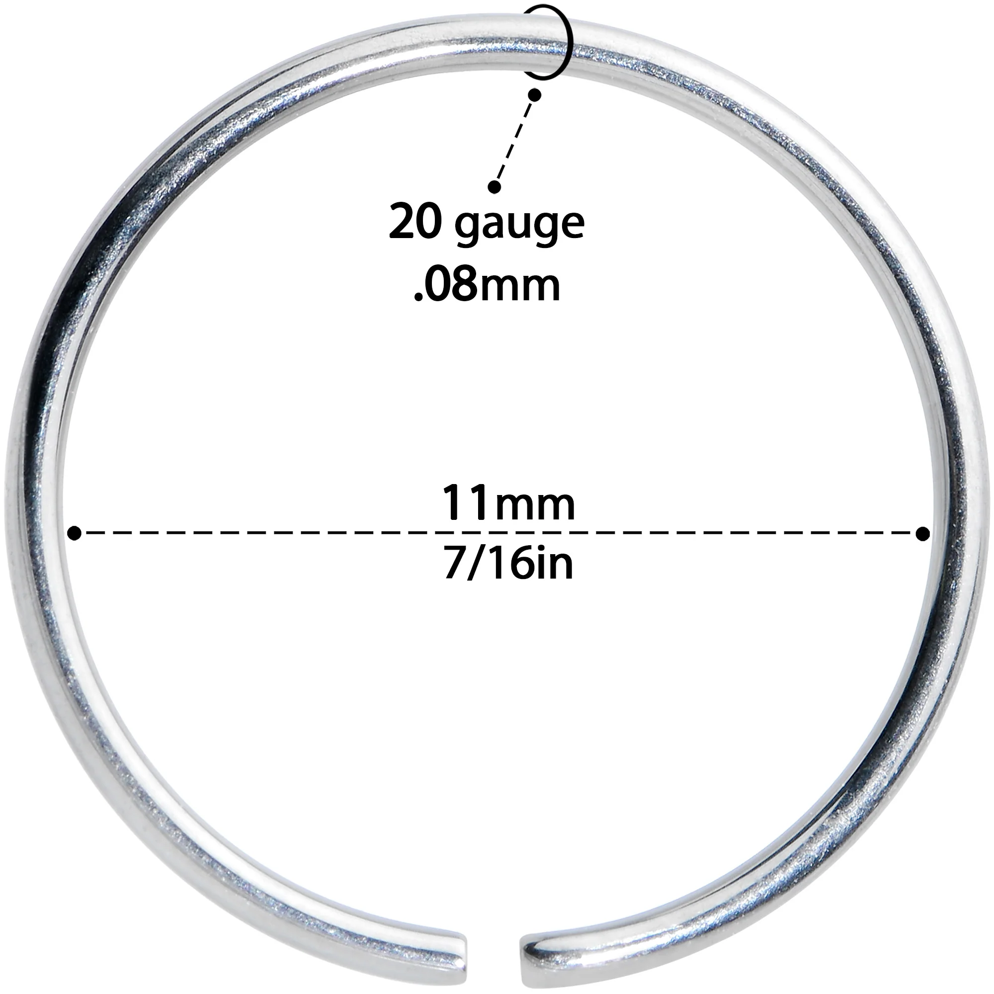 20G 7/16 Grade 23 Titanium Bendable Hoop Ring - Image 3