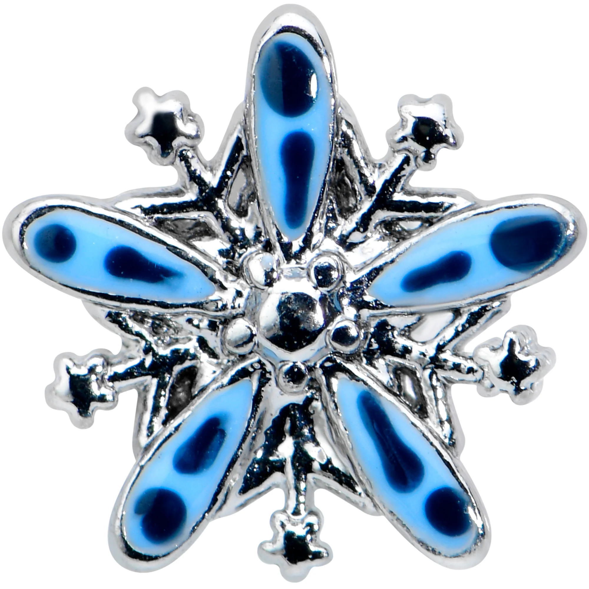 20G 7.5mm Snowflake Blues Christmas Nose Bone - Image 2
