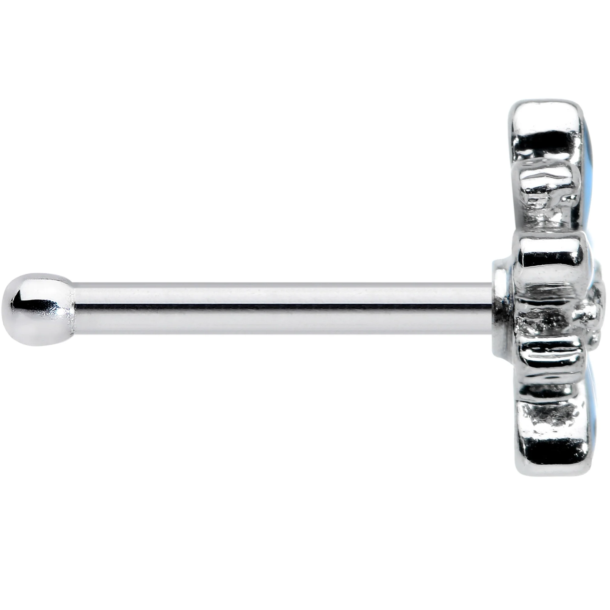 20G 7.5mm Snowflake Blues Christmas Nose Bone - Image 3