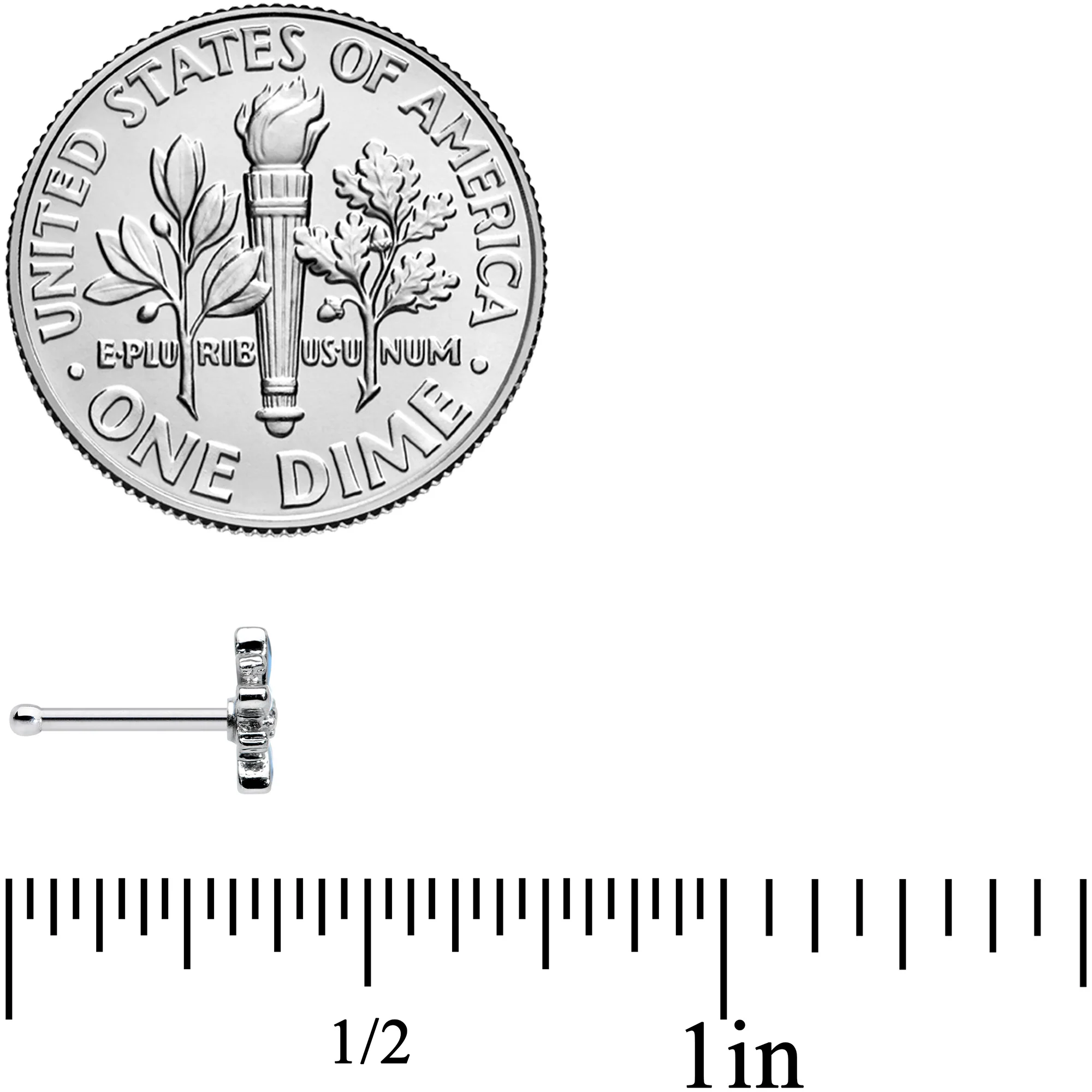 20G 7.5mm Snowflake Blues Christmas Nose Bone - Image 4