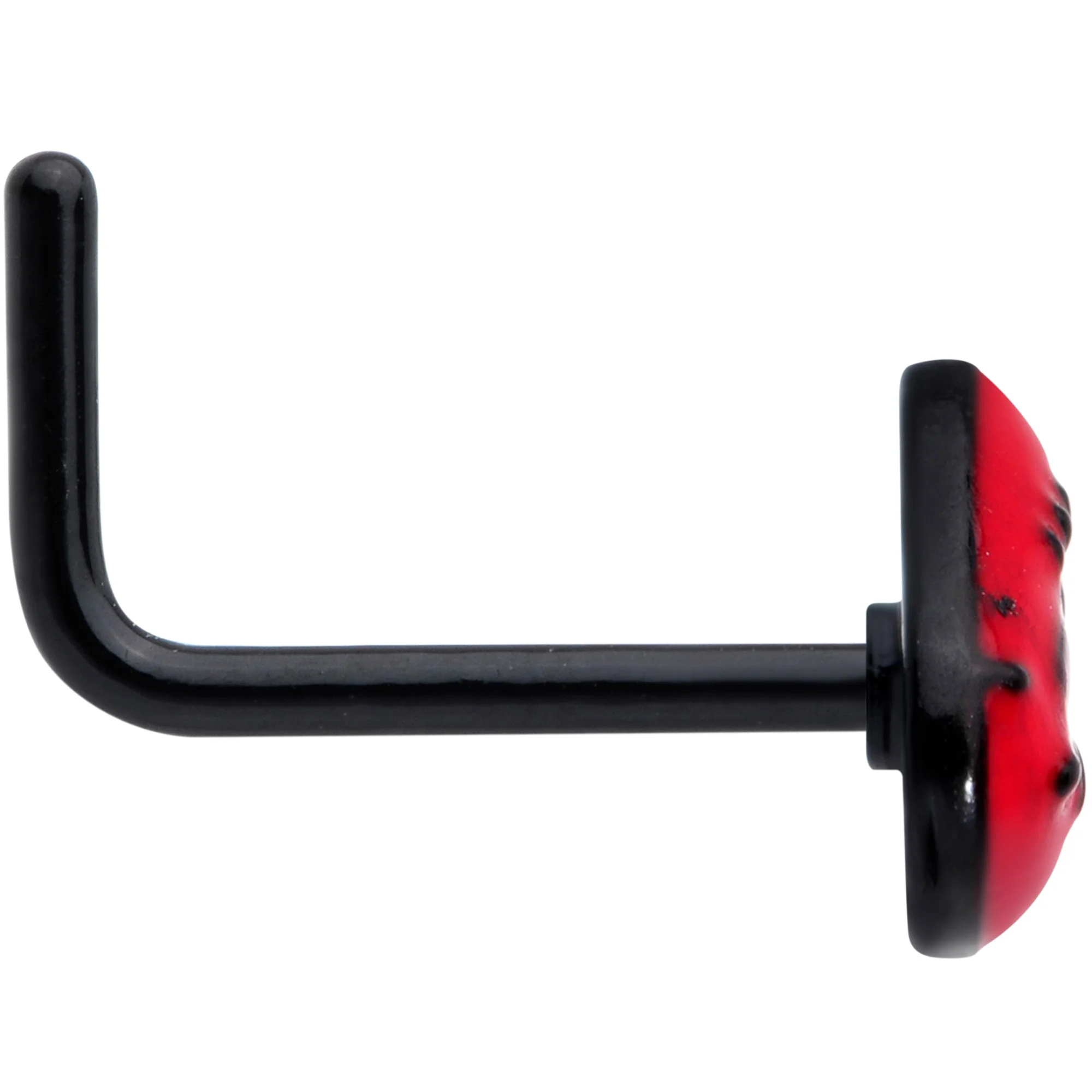 20G 7mm Black Red Sneering Bite Lips L Shaped Nose Ring - Image 3