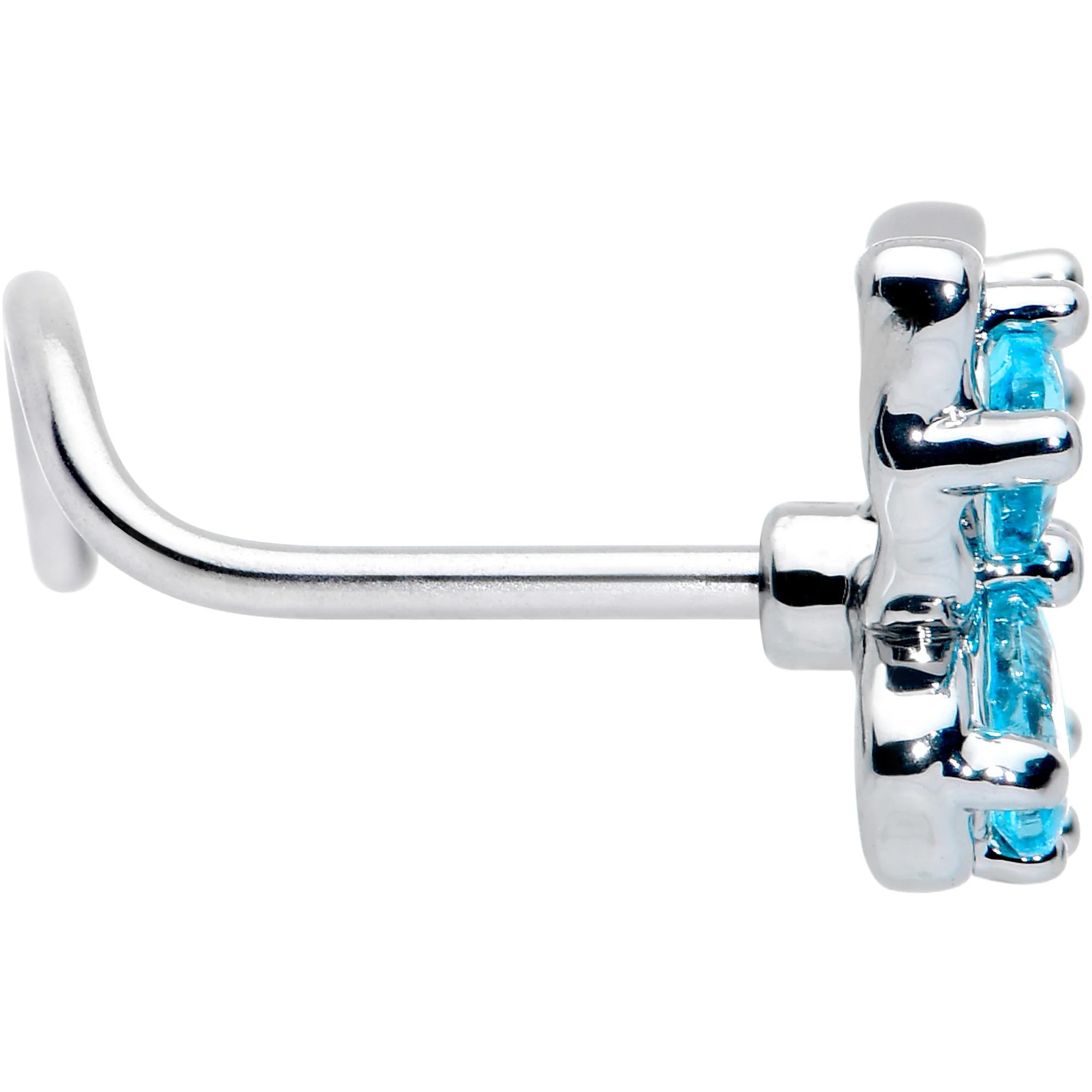 20G 7mm Blue Gem Baroque Beauty Butterfly Left Side Nose Screw - Image 3