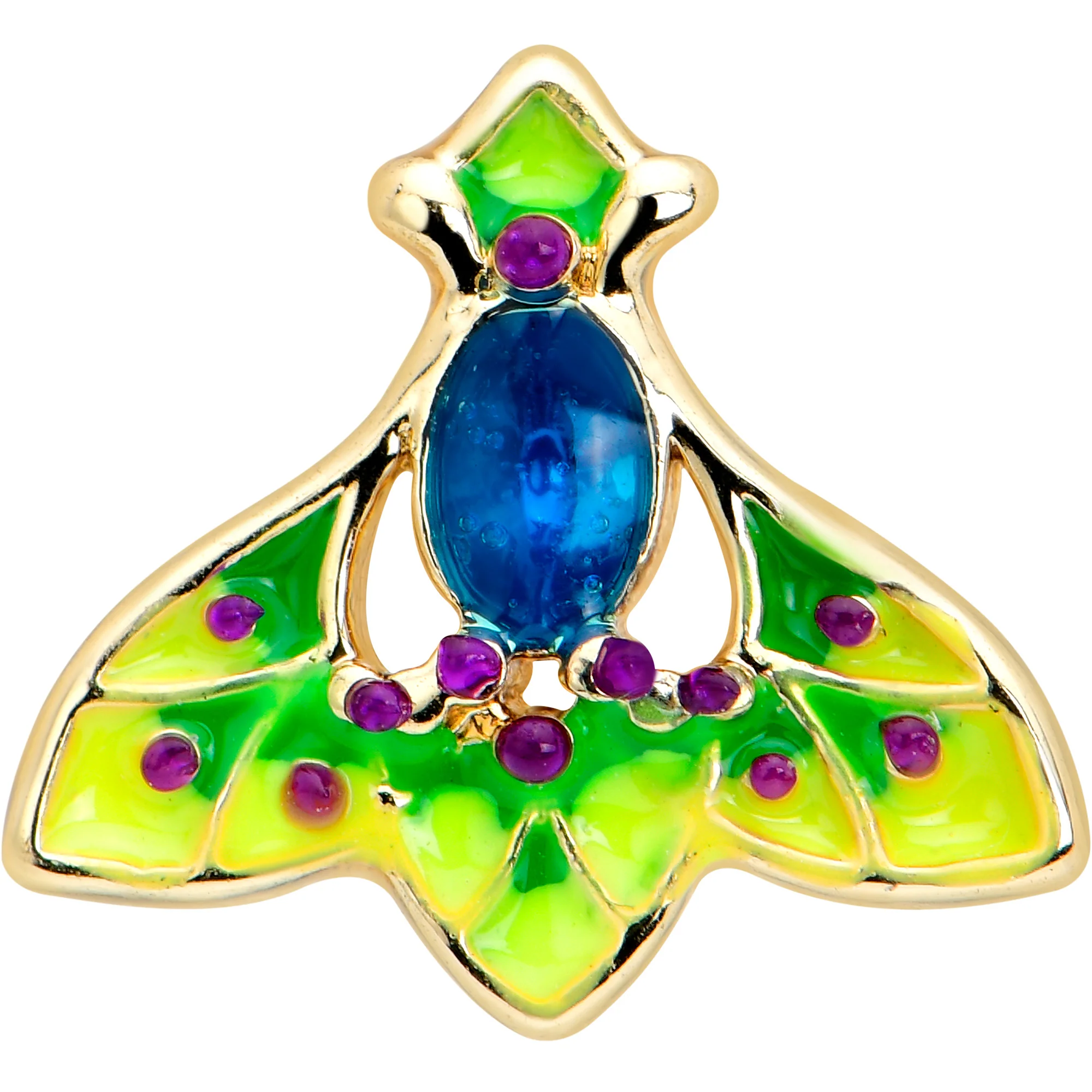 20G 7mm Blue Gem Tropic Fan L Shape Nose Ring - Image 2