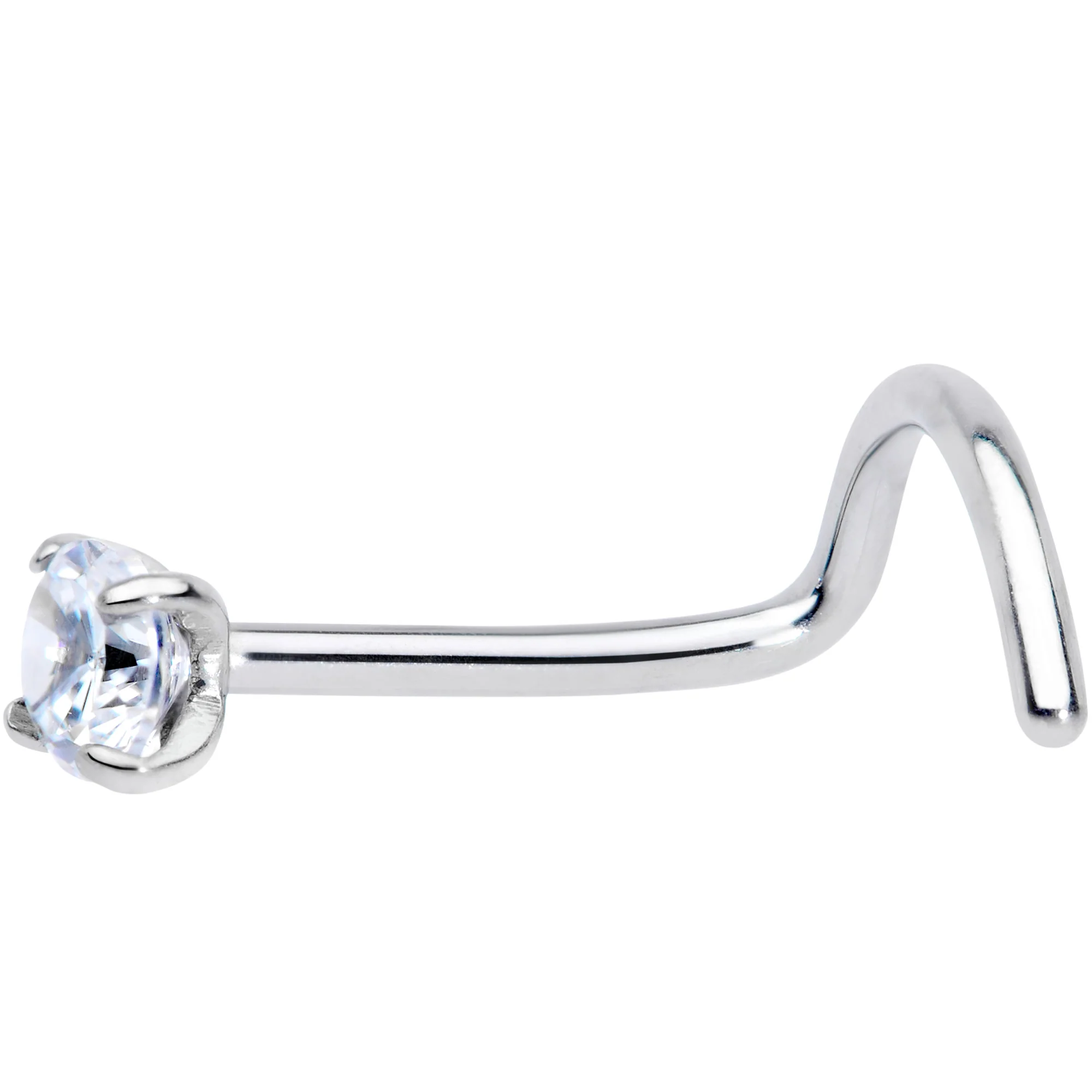 20G 7mm Clear 2.5mm CZ Gem Grade 23 Titanium Left Side Nose Screw - Image 2