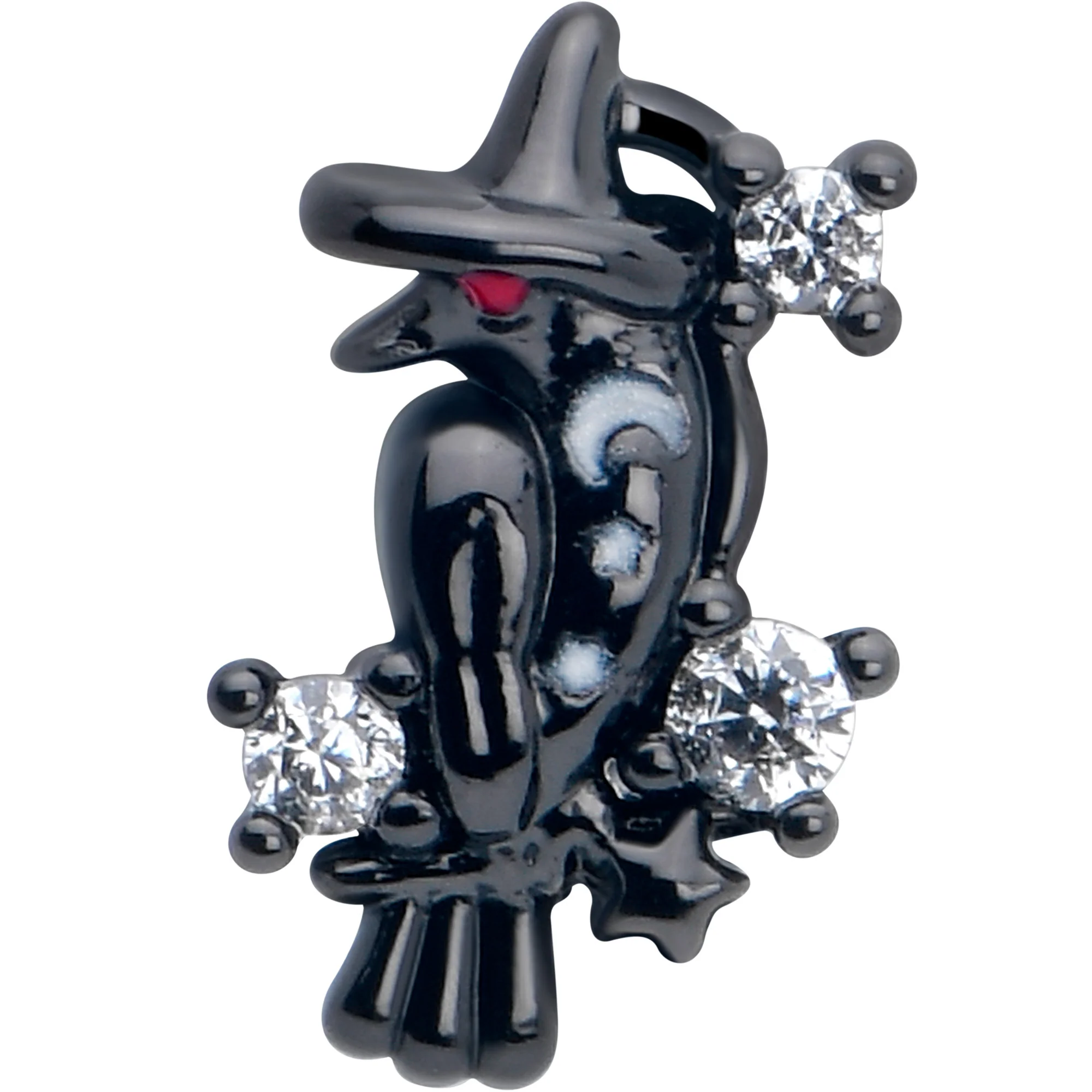 20G 7mm Clear CZ Gem Black Raven Witch L Shape Nose Ring - Image 3