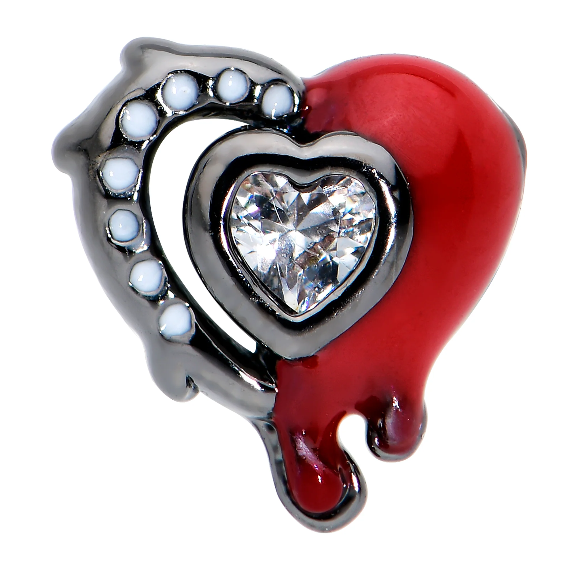 20G 7mm Clear Gem Bleeding Heart L Shape Nose Ring - Image 7