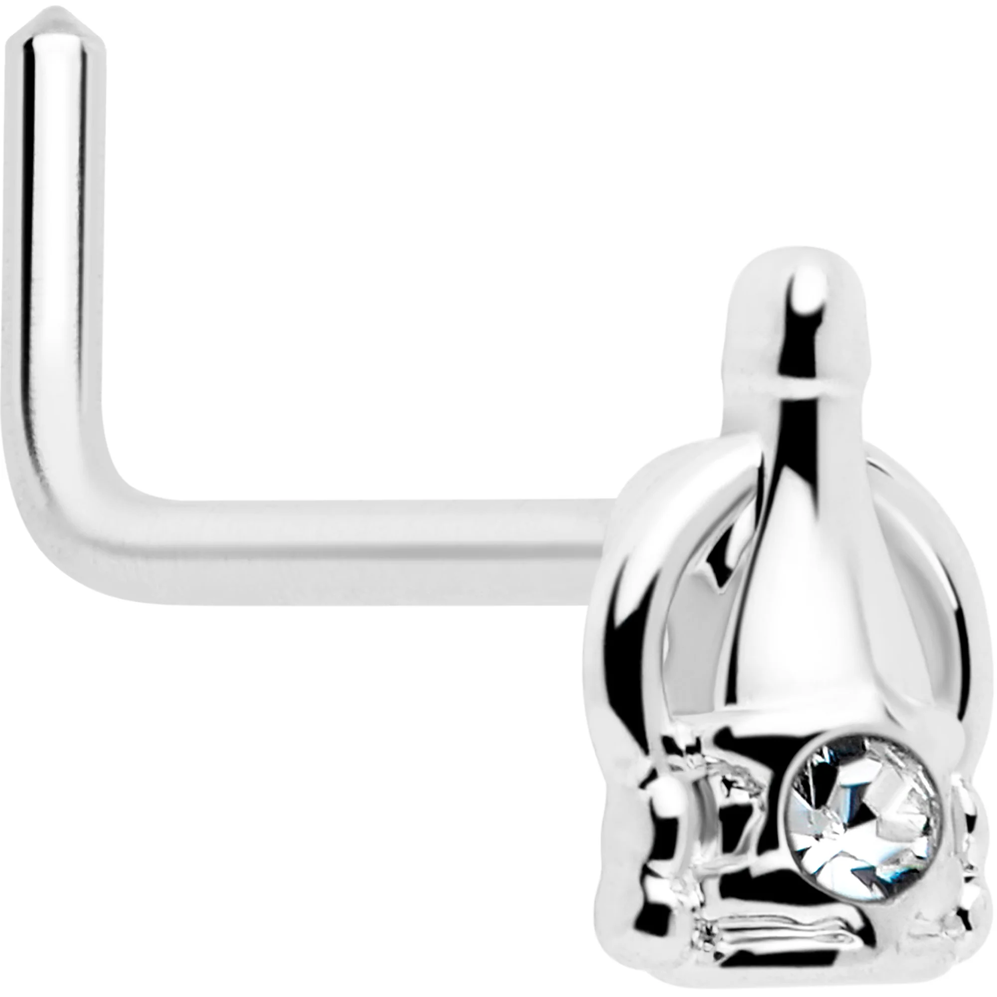 20G 7mm Clear Gem Champagne Dreams L Shape Nose Ring
