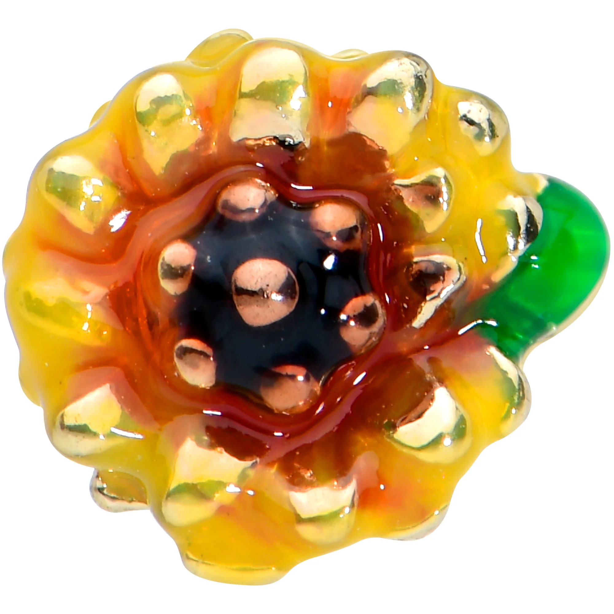 20G 7mm Clear Purple Gem Summer Sunflower L Shape Nose Ring - Image 2