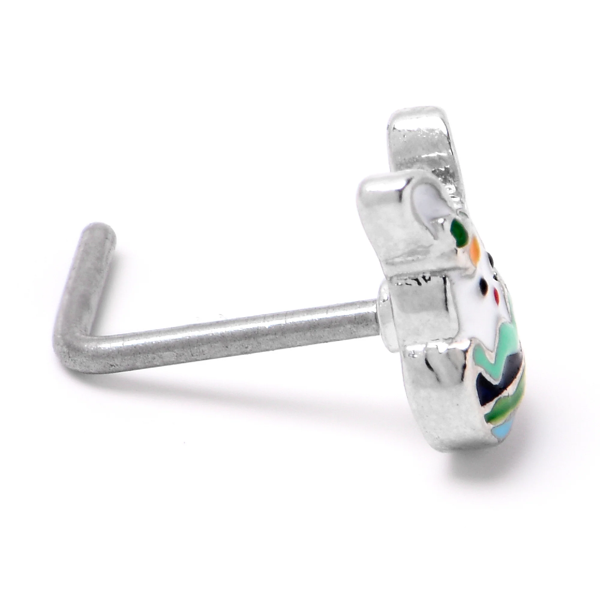 20G 7mm Easter Egg Bunny L Shape Nose Ring - Image 5