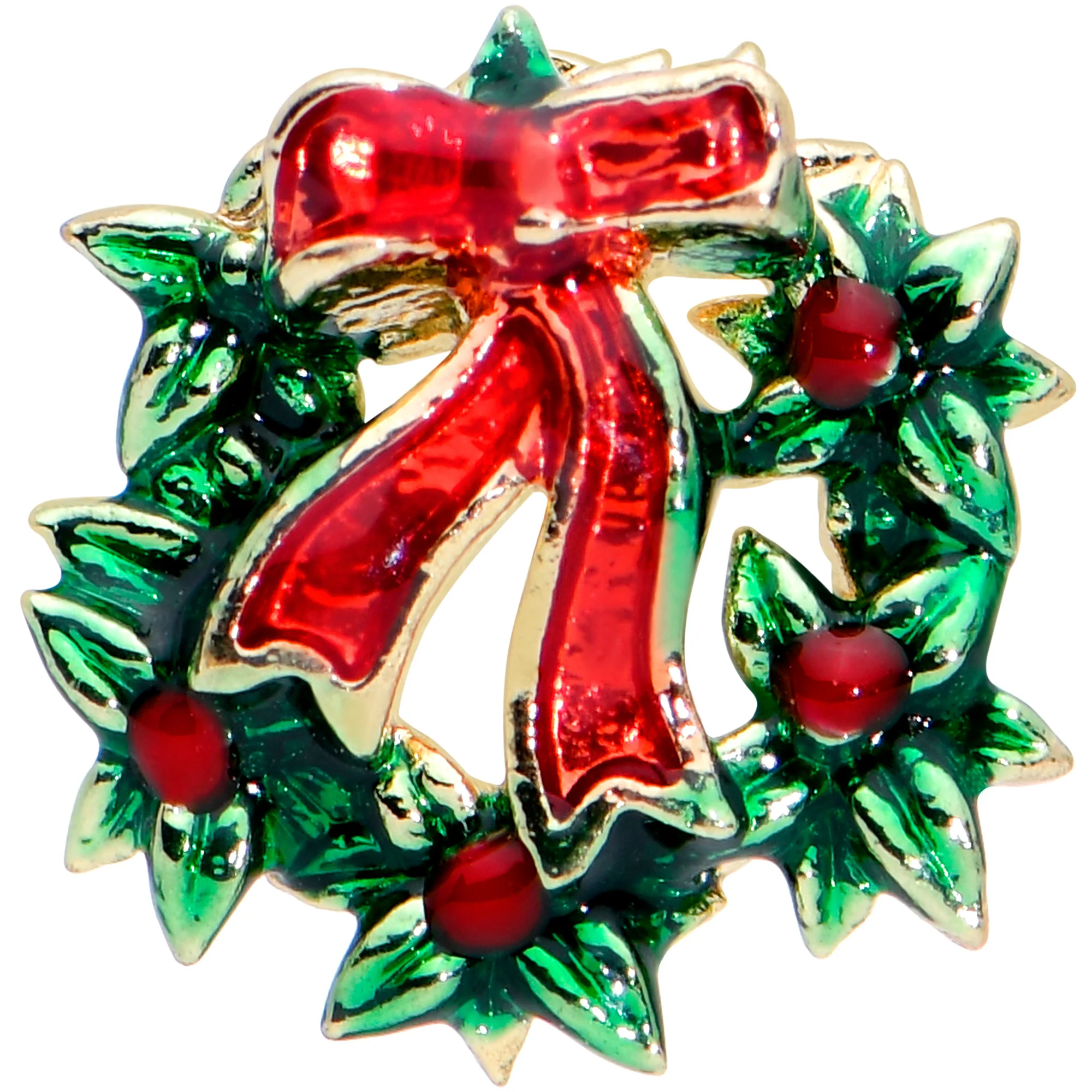 20G 7mm Festive Bow Wreath Christmas L Shape Nose Ring - Image 2