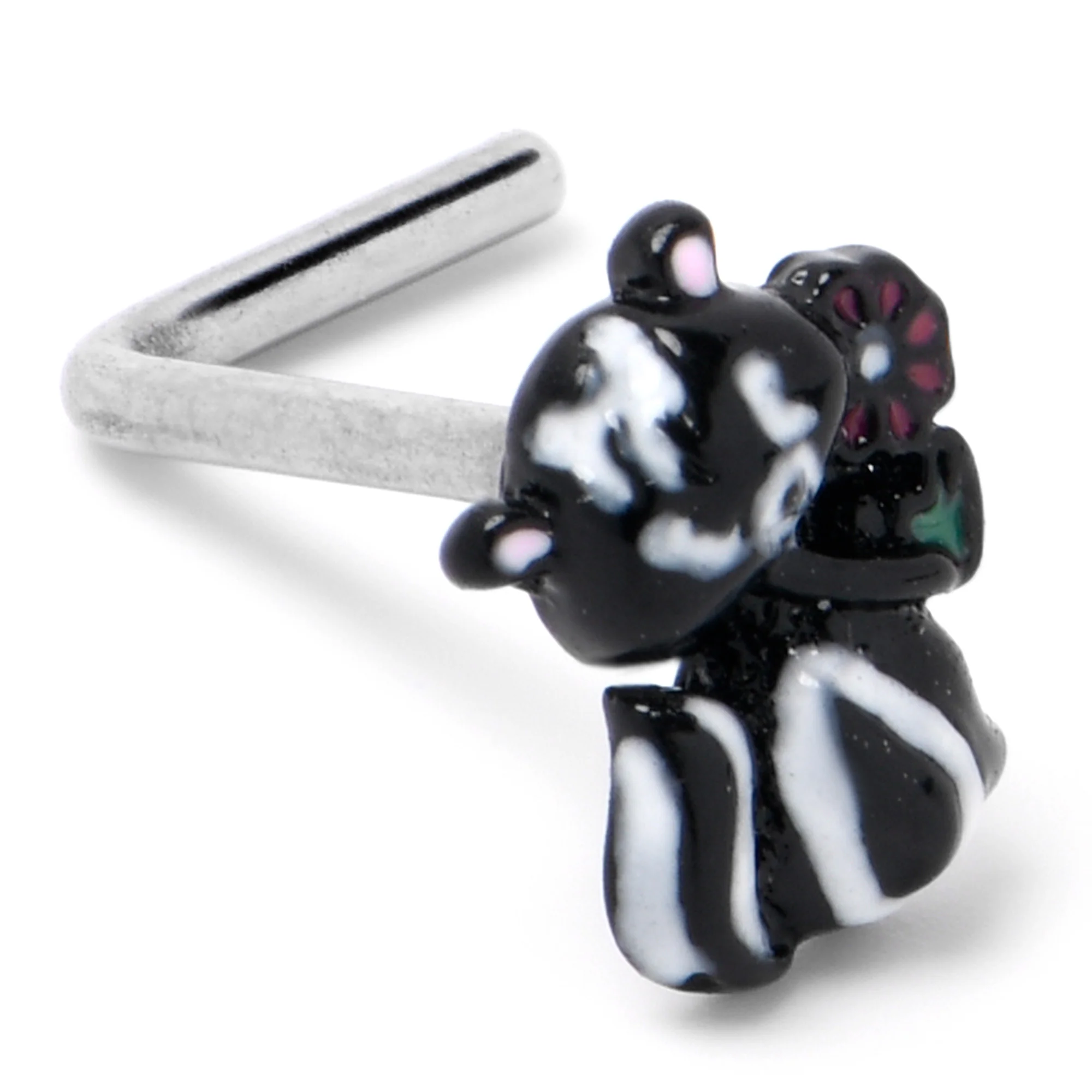 20G 7mm Funky Skunk L Shape Nose Ring - Image 4