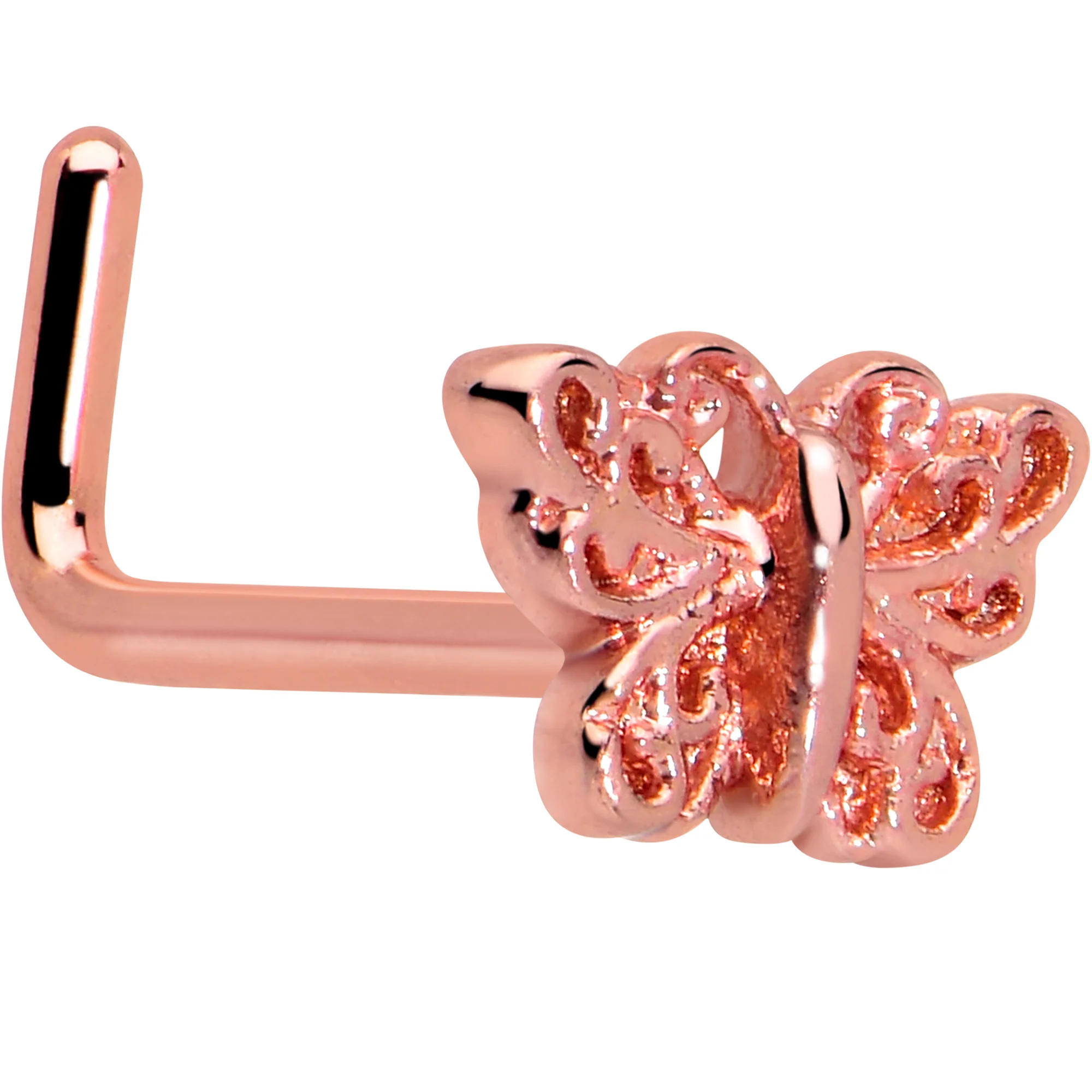 20G 7mm Butterfly Classic L Shape Nose Ring - Image 10