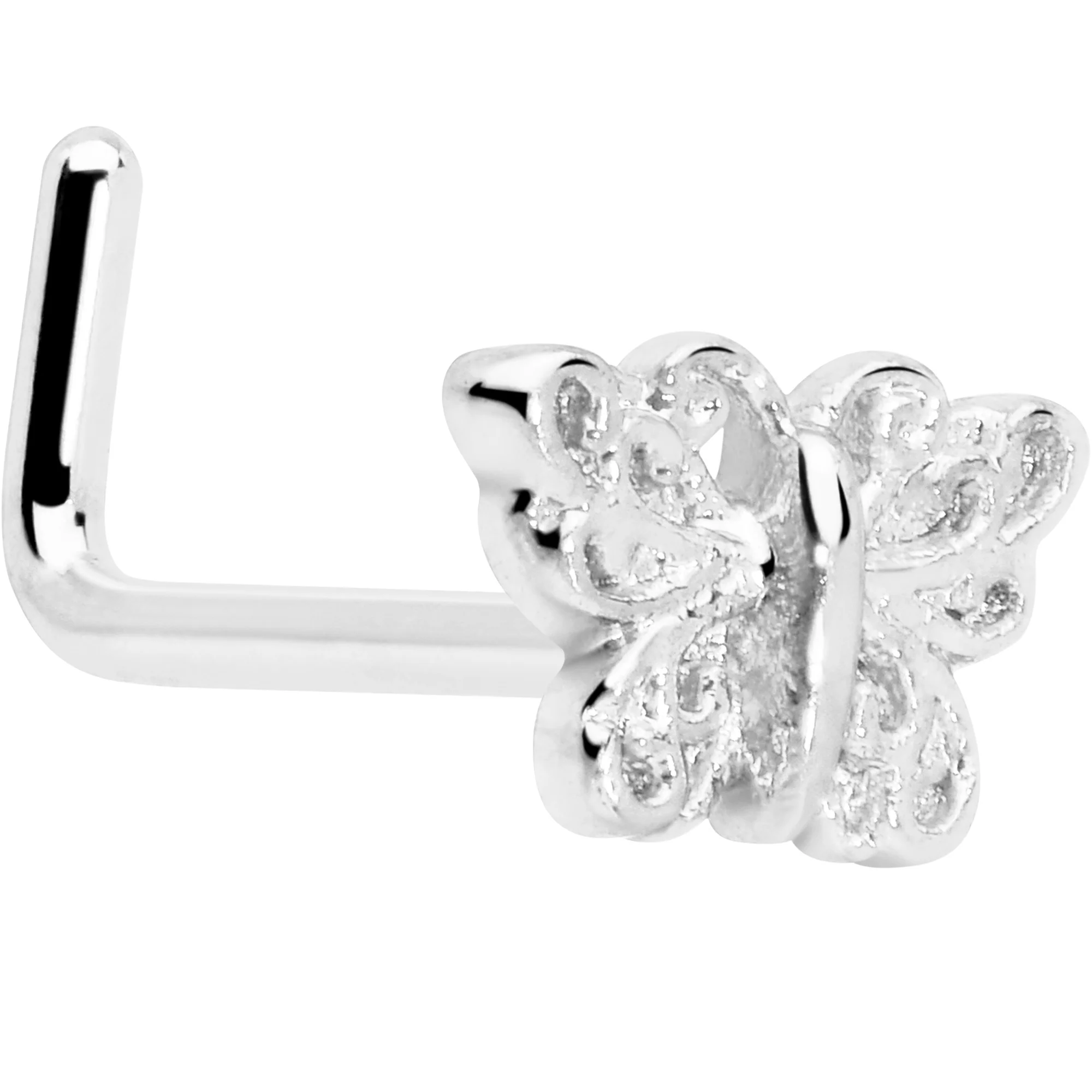 20G 7mm Butterfly Classic L Shape Nose Ring - Image 11
