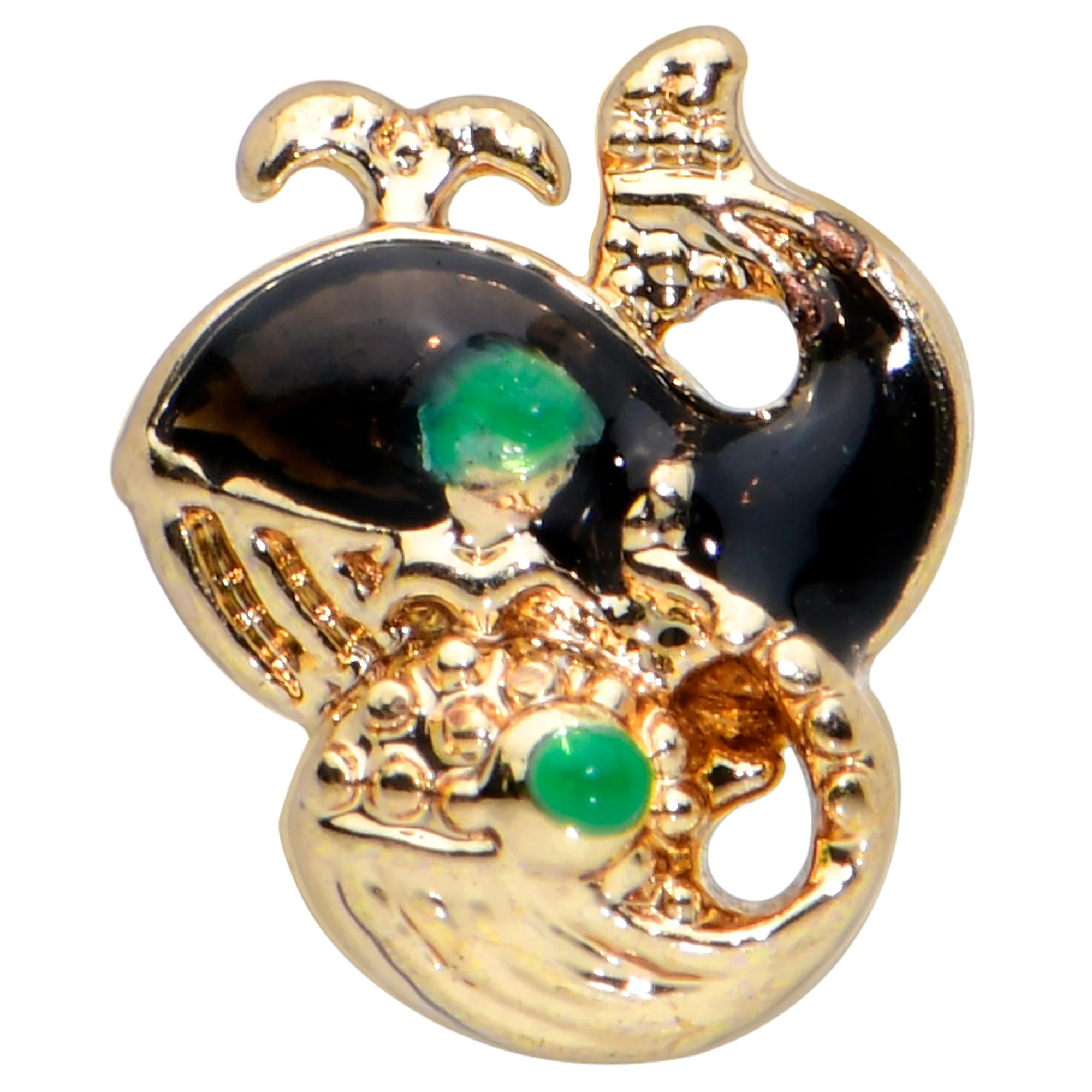 20G 7mm Gold Tone Mom Baby Whale L Shape Nose Ring - Image 2