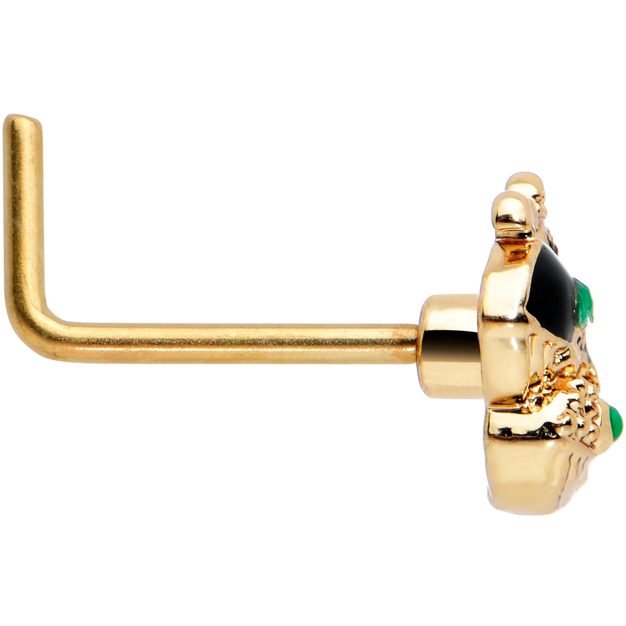 20G 7mm Gold Tone Mom Baby Whale L Shape Nose Ring - Image 3