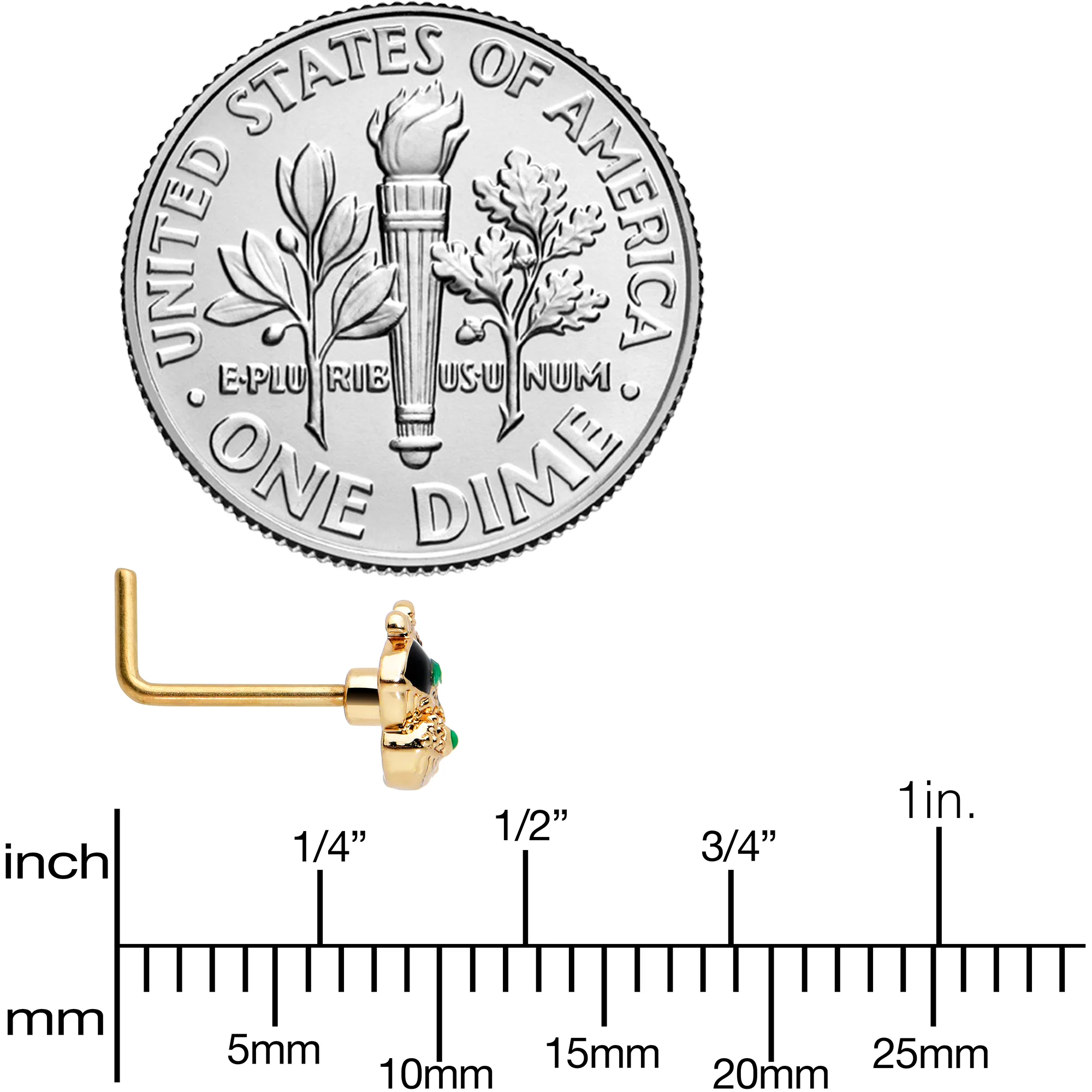 20G 7mm Gold Tone Mom Baby Whale L Shape Nose Ring - Image 4