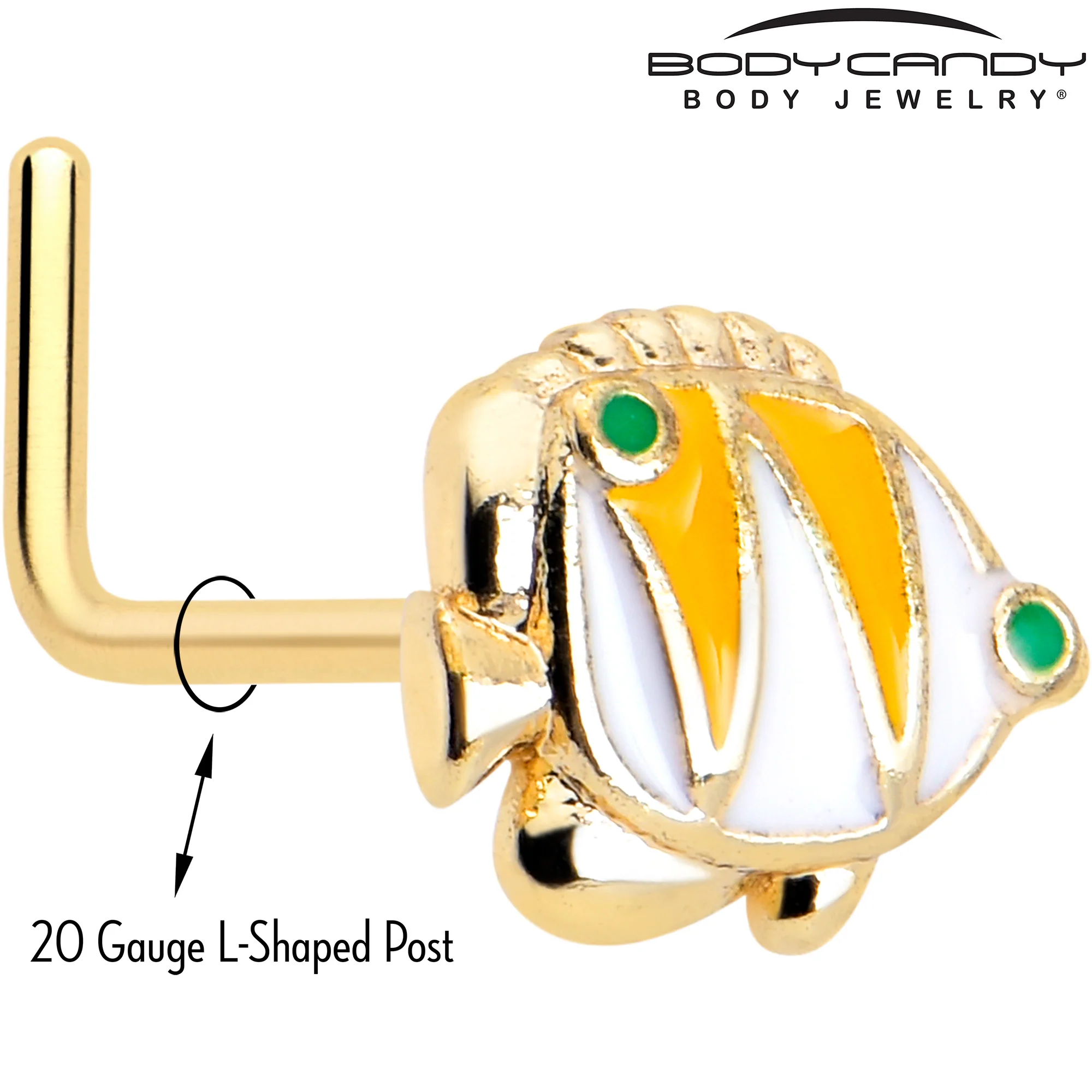 20G 7mm Gold Tone Tropical Fish L Shape Nose Ring Set of 3 - Image 2