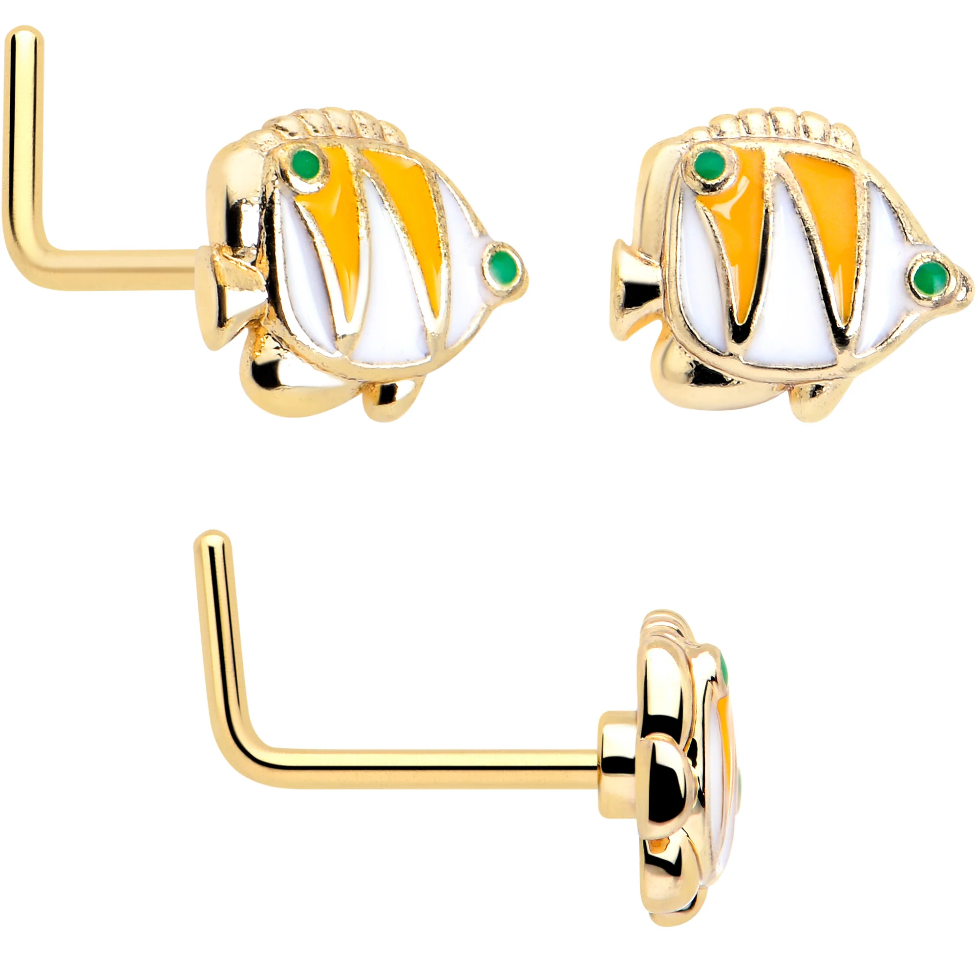 20G 7mm Gold Tone Tropical Fish L Shape Nose Ring Set of 3 - Image 3